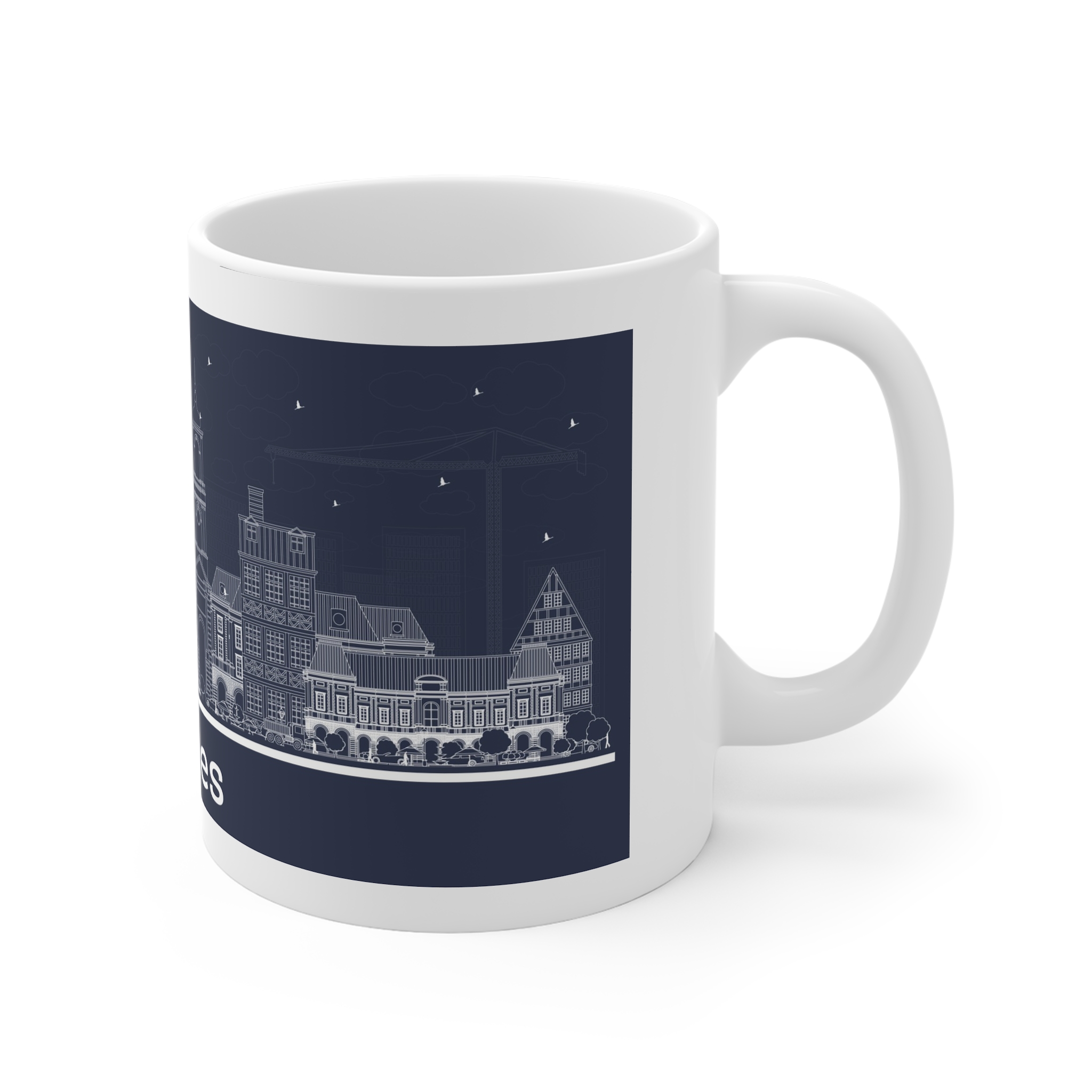 Rennes Outline Inverse 11oz White Mug - Image 3