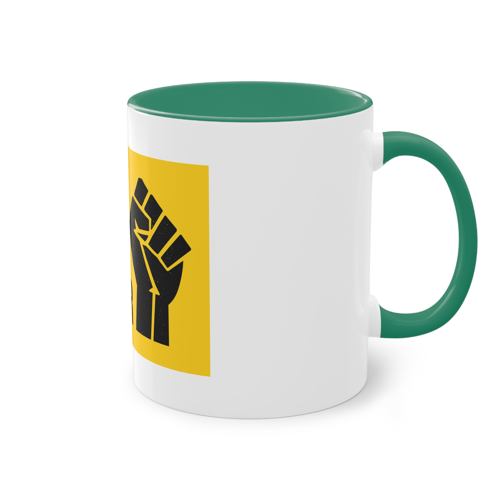 Black Lives Matter Movement Clenched Fist Text Yellow Background Slogan Protests Usa (1) Two Tone Coffee Mug 11oz - Image 32