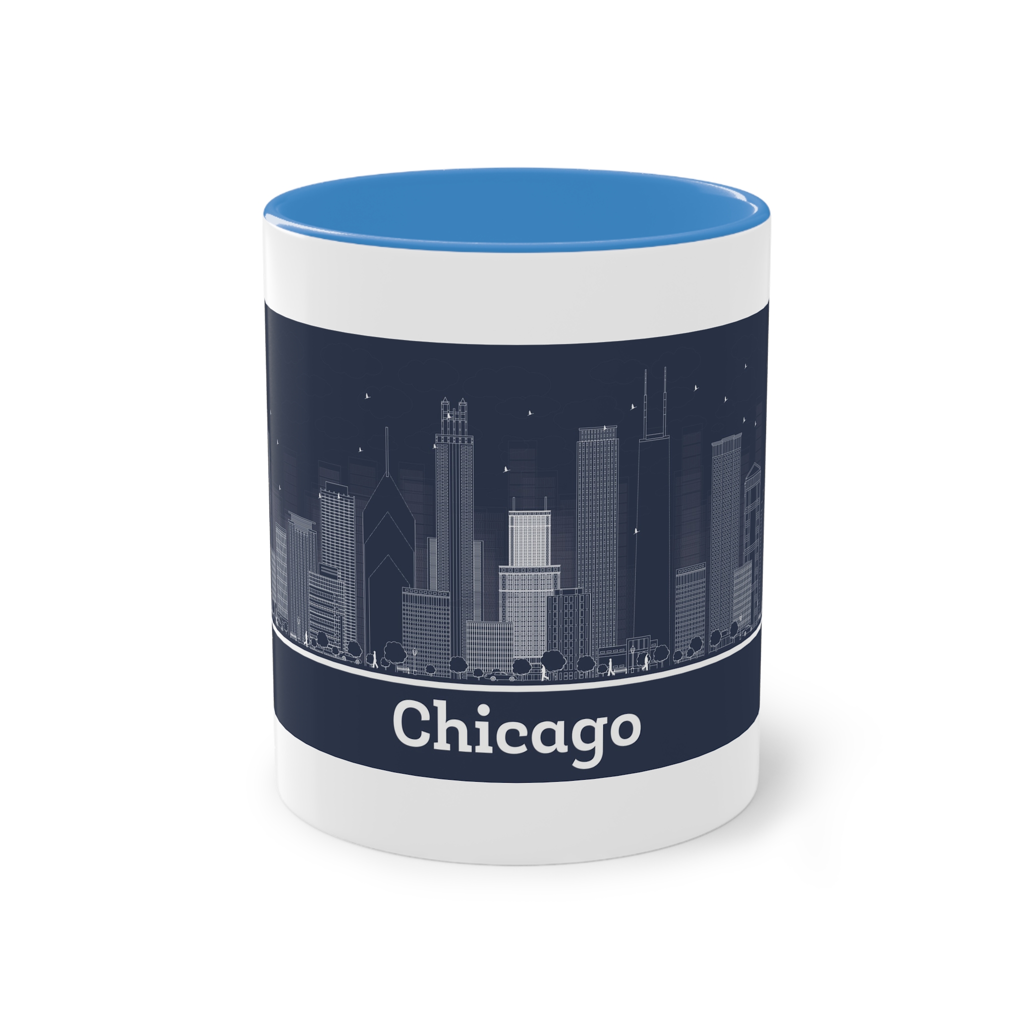 Chicago Outline Inverse Two Tone Coffee Mug 11oz - Image 33