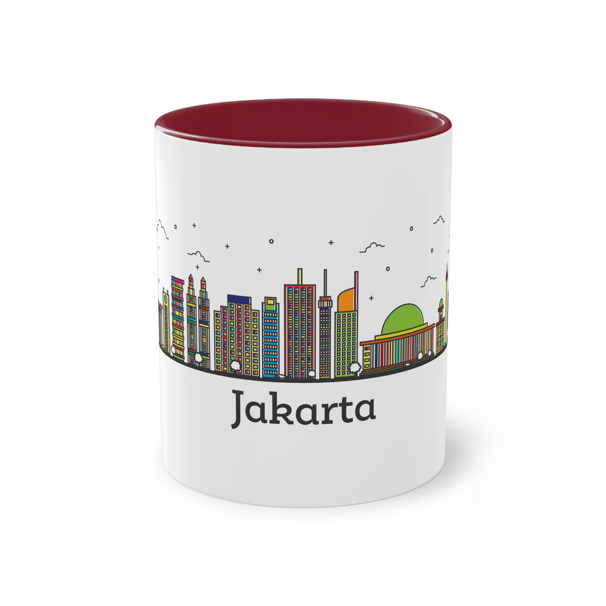 Jakarta Outline Bold Color Two Tone Coffee Mug 11oz - Image 5