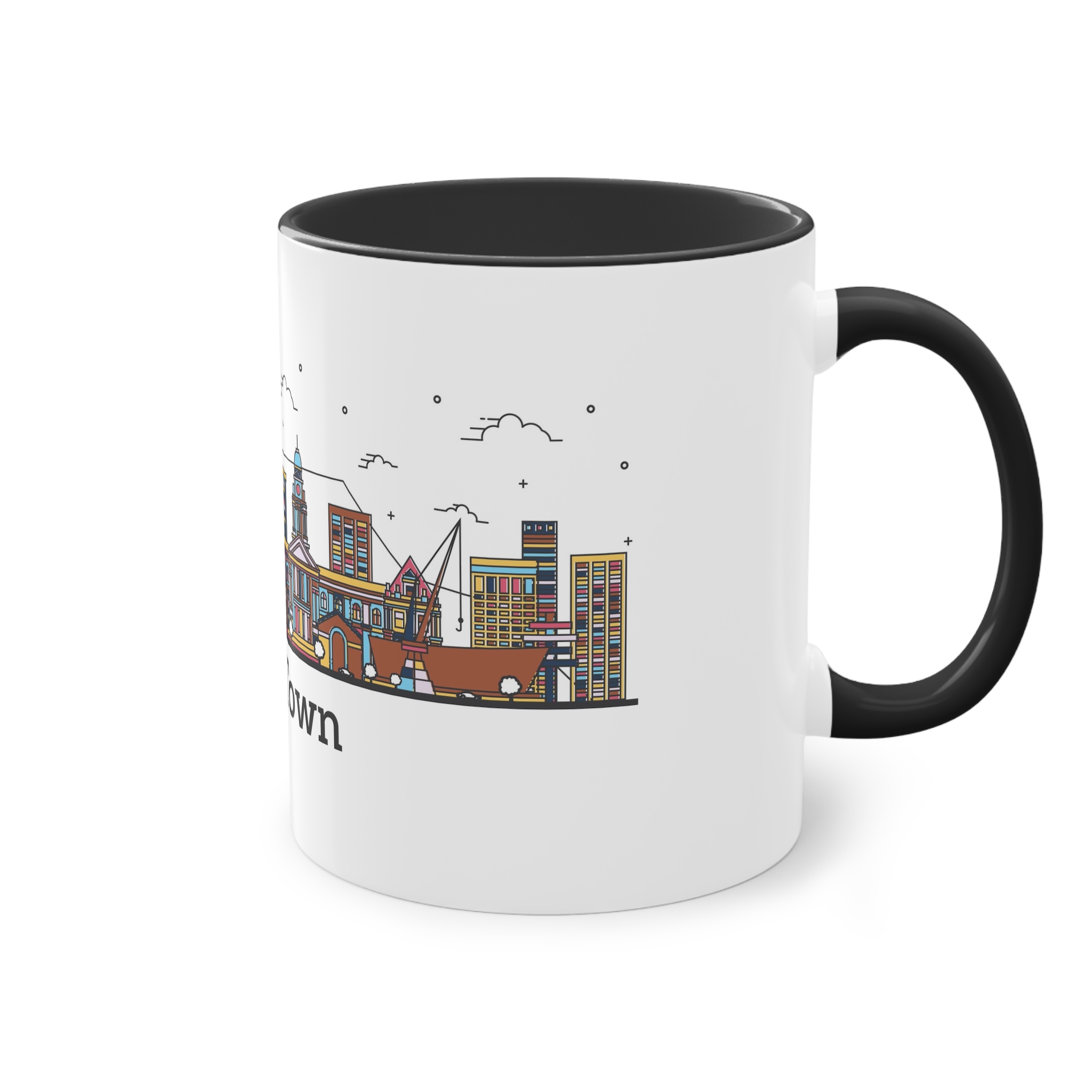 Cape Town Outline Bold Color Two Tone Coffee Mug 11oz - Image 12