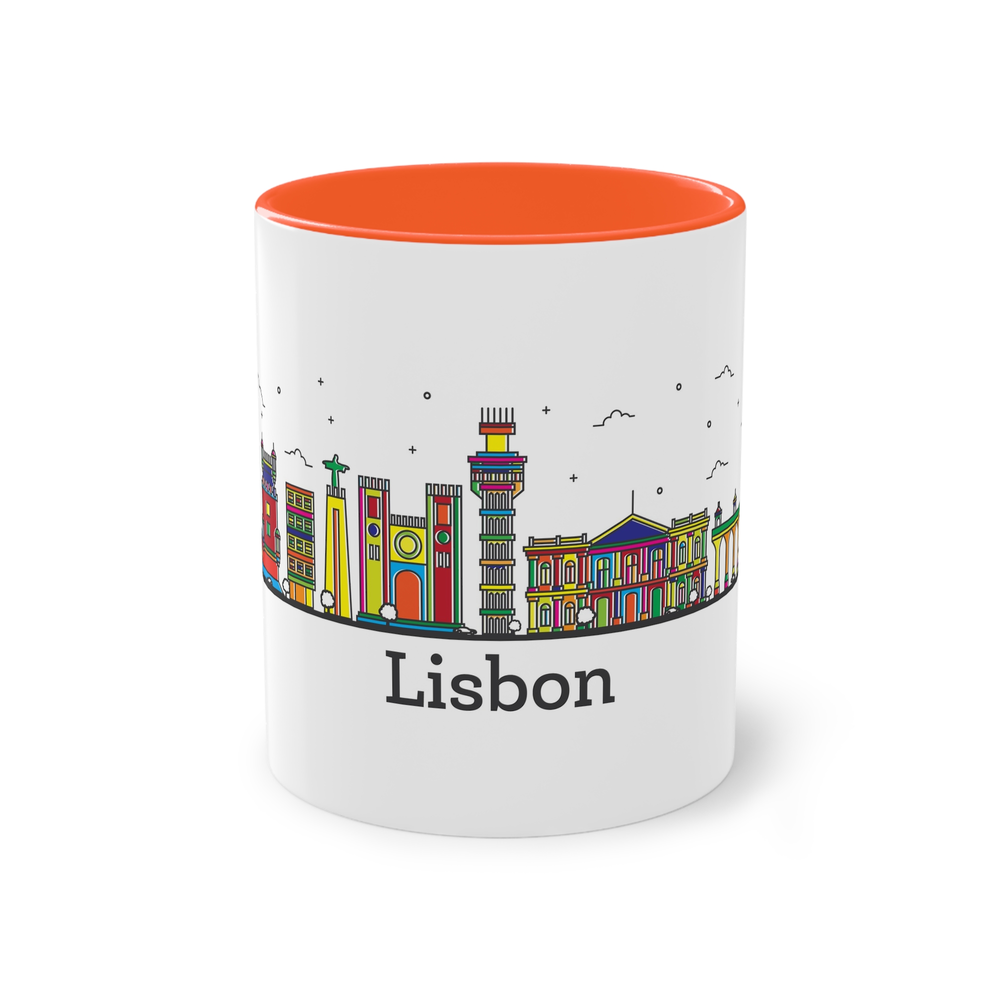 Lisbon Outline Bold Color Two Tone Coffee Mug 11oz - Image 13