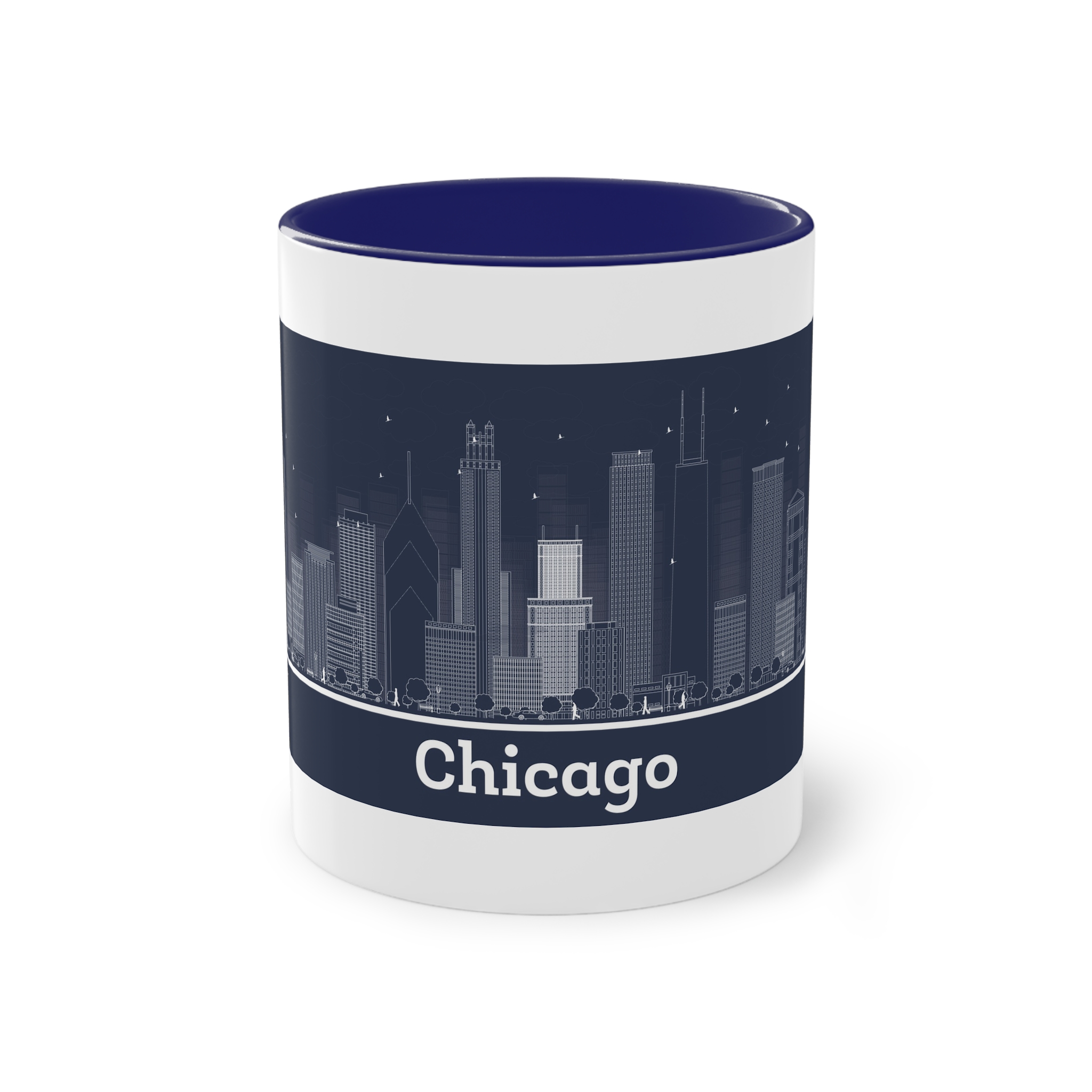 Chicago Outline Inverse Two Tone Coffee Mug 11oz - Image 41