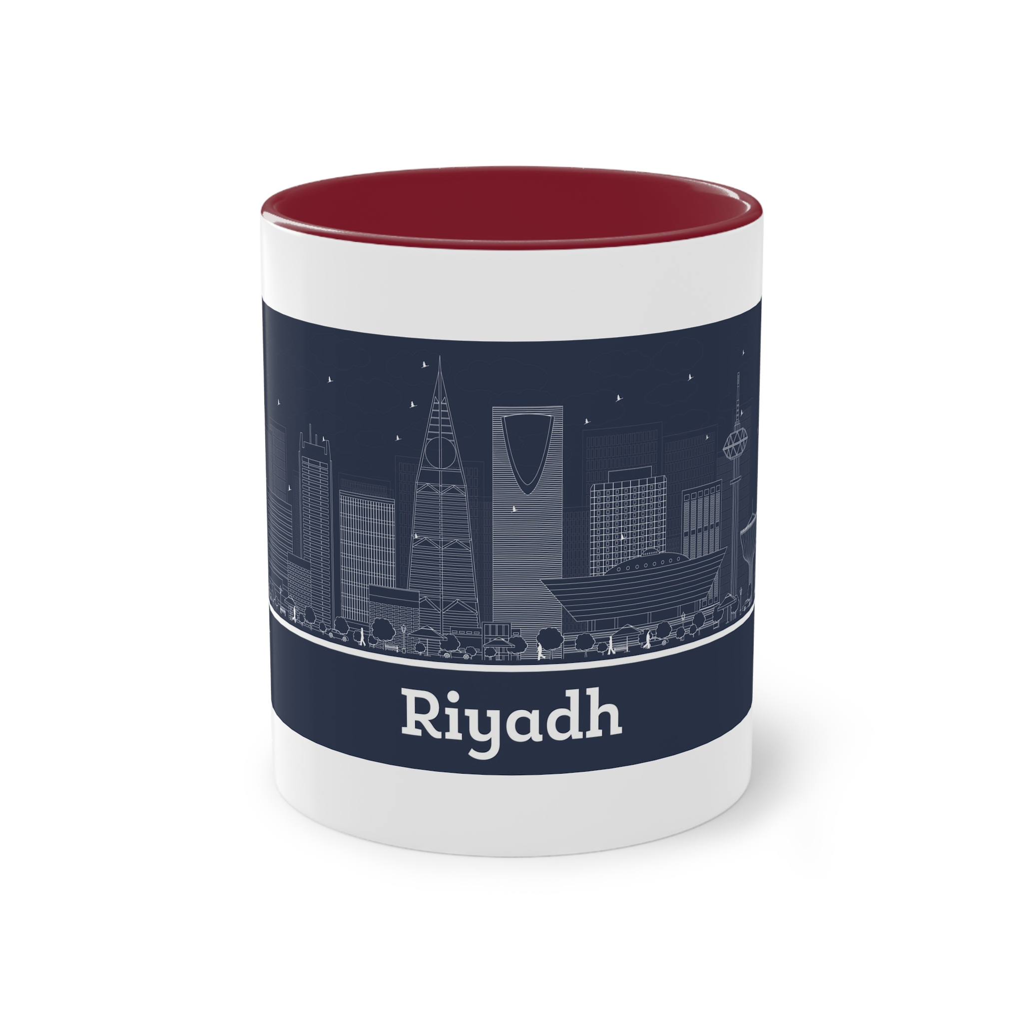 Riyadh Outline Inverse Two Tone Coffee Mug 11oz - Image 5