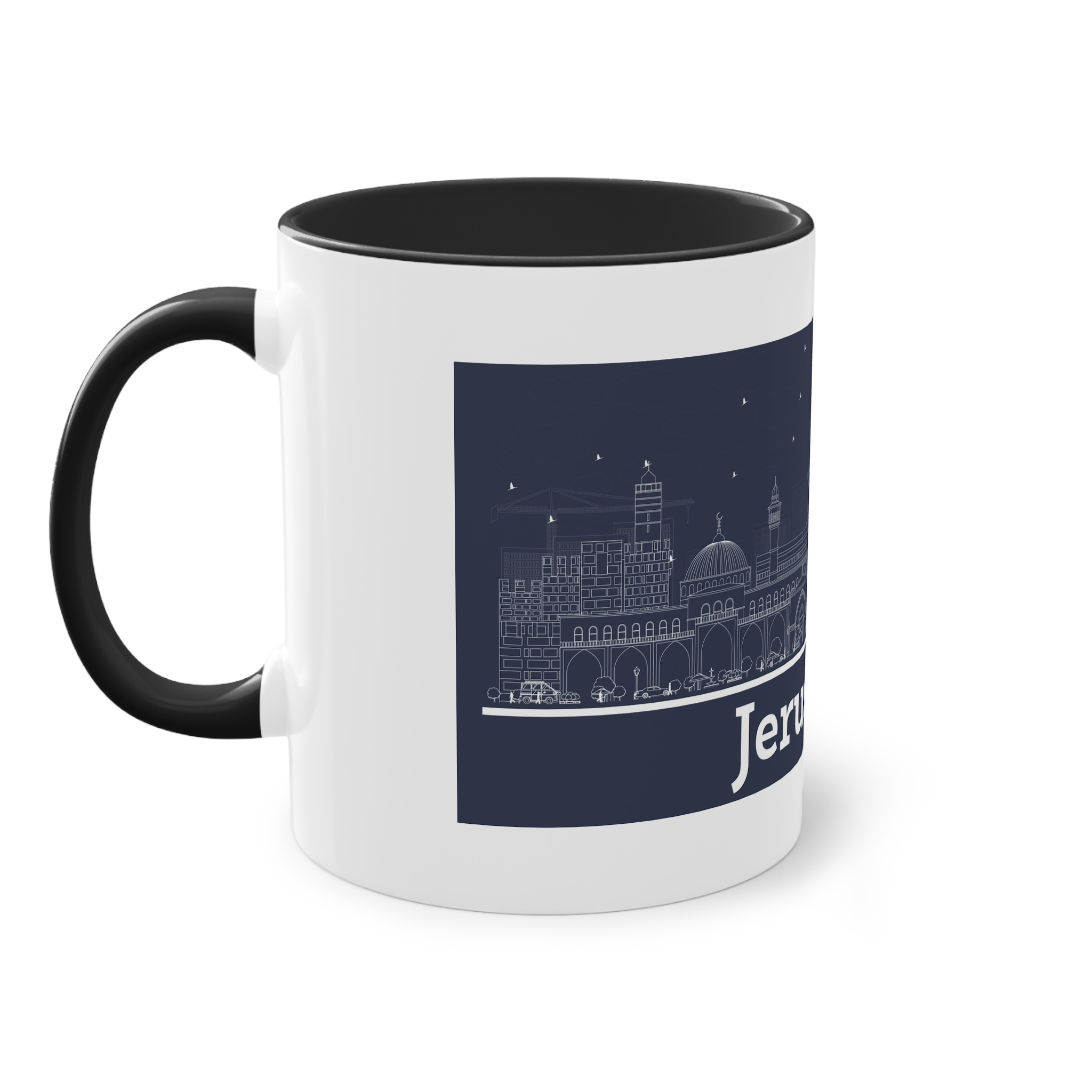 Jerusalem Outline Inverse Two Tone Coffee Mug 11oz - Image 11