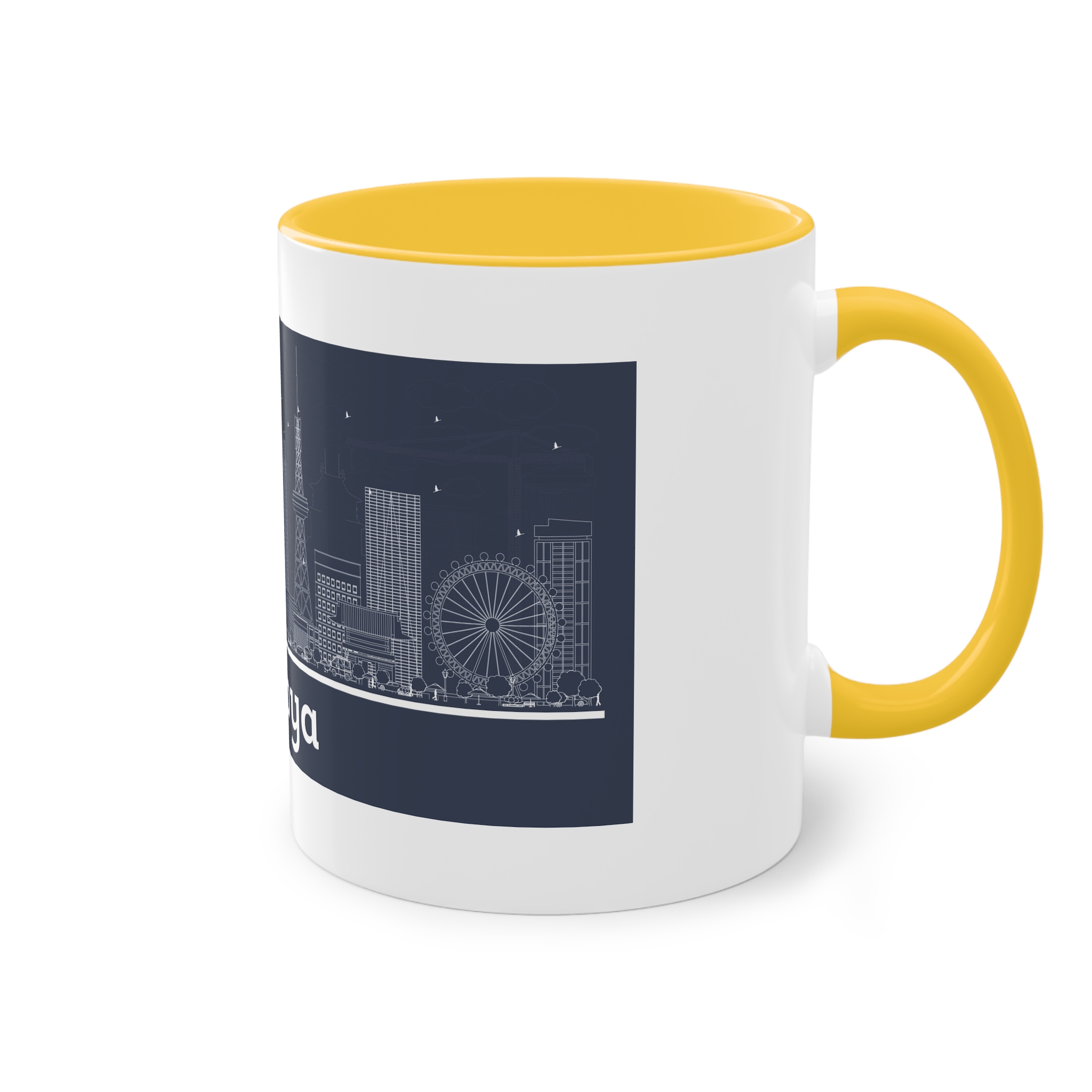 Nagoya Outline Inverse Two Tone Coffee Mug 11oz - Image 20