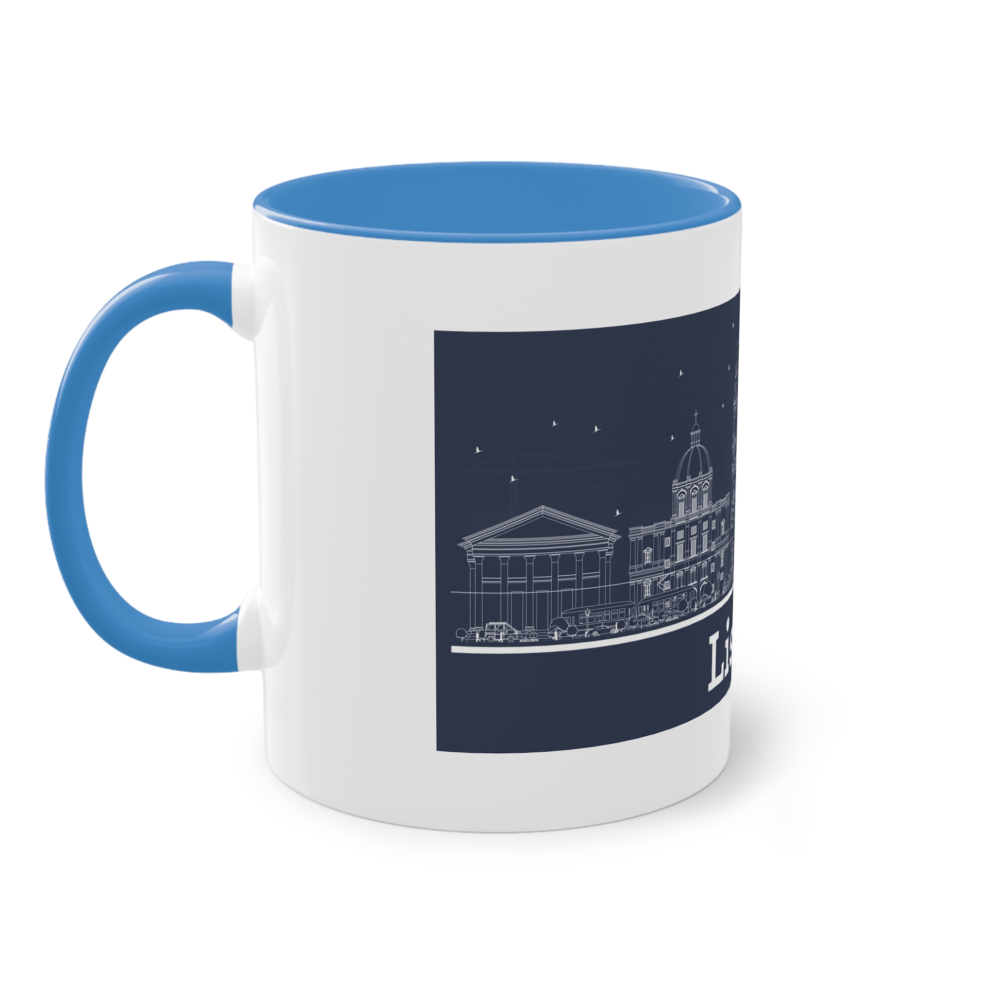 Lisbon New Outline Inverse Two Tone Coffee Mug 11oz - Image 35