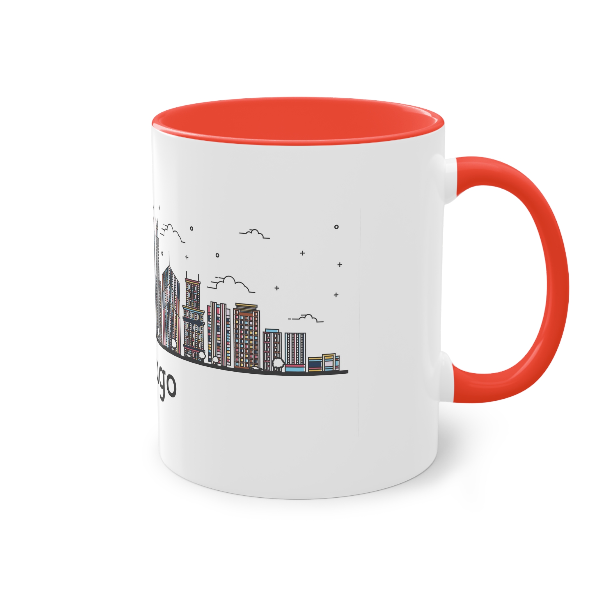 Chicago Outline Bold Color Two Tone Coffee Mug 11oz - Image 4