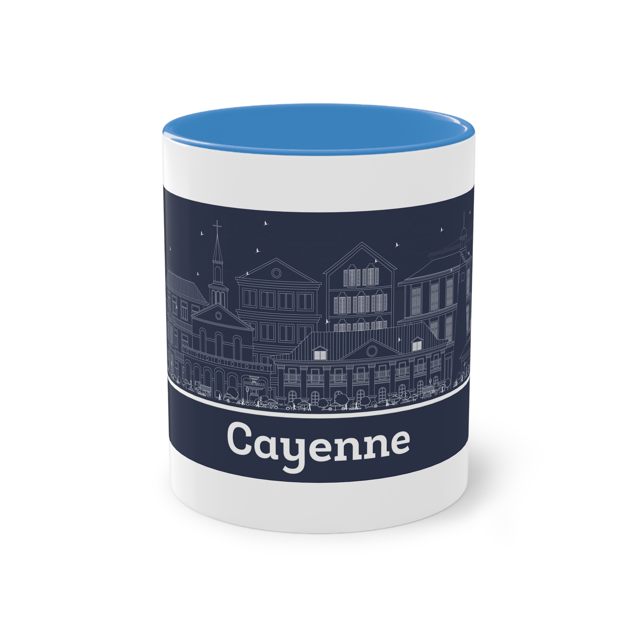Cayenne Outline Inverse Two Tone Coffee Mug 11oz - Image 33