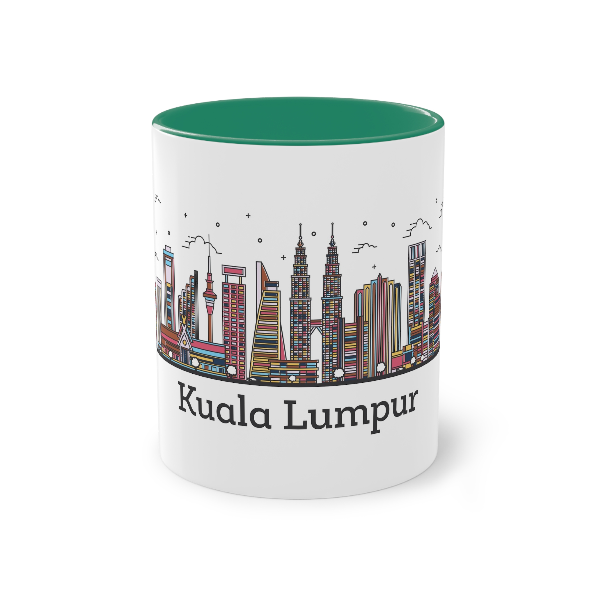 Kuala Lumpur Outline Bold Color Two Tone Coffee Mug 11oz - Image 29