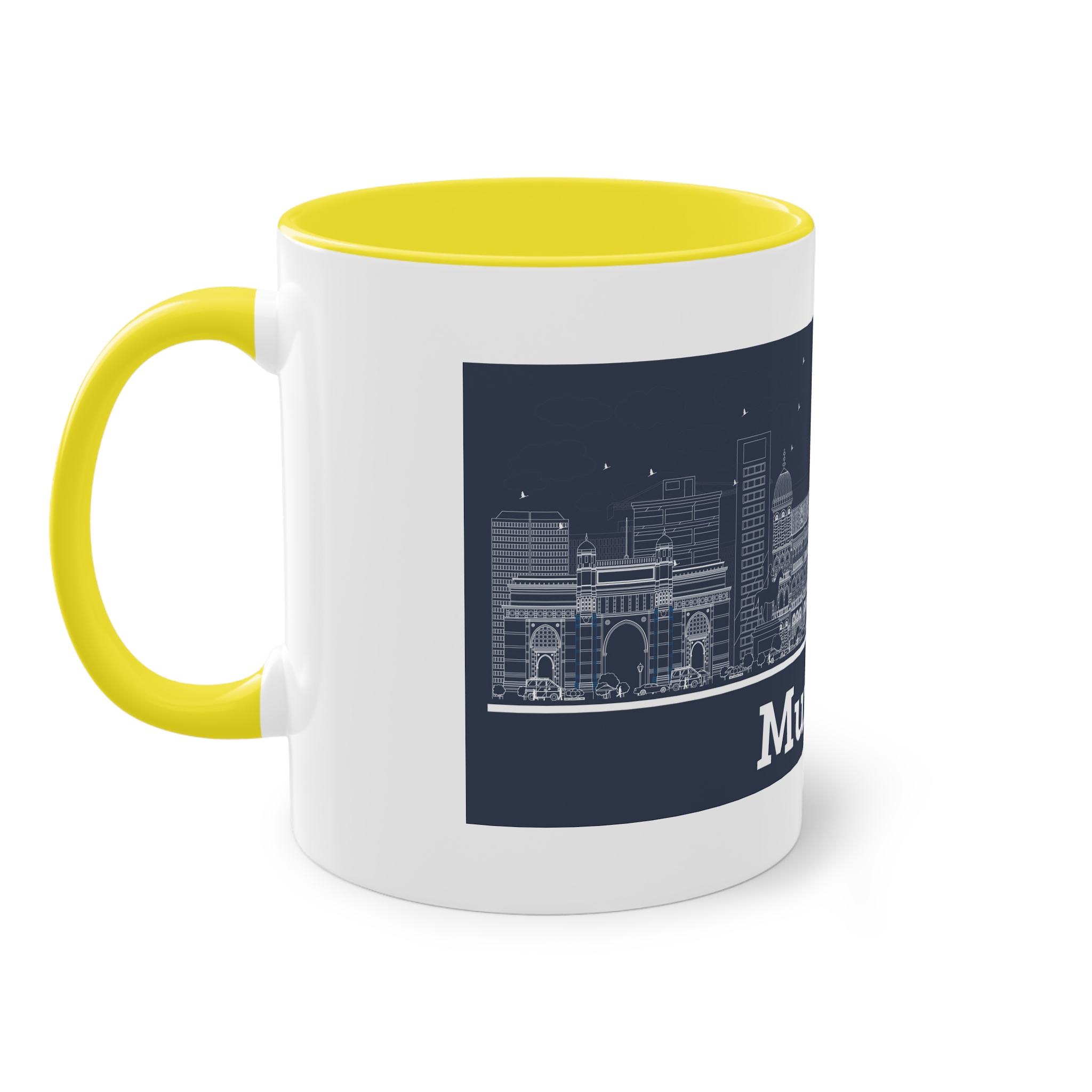 Mumbai Outline Inverse Two Tone Coffee Mug 11oz - Image 23