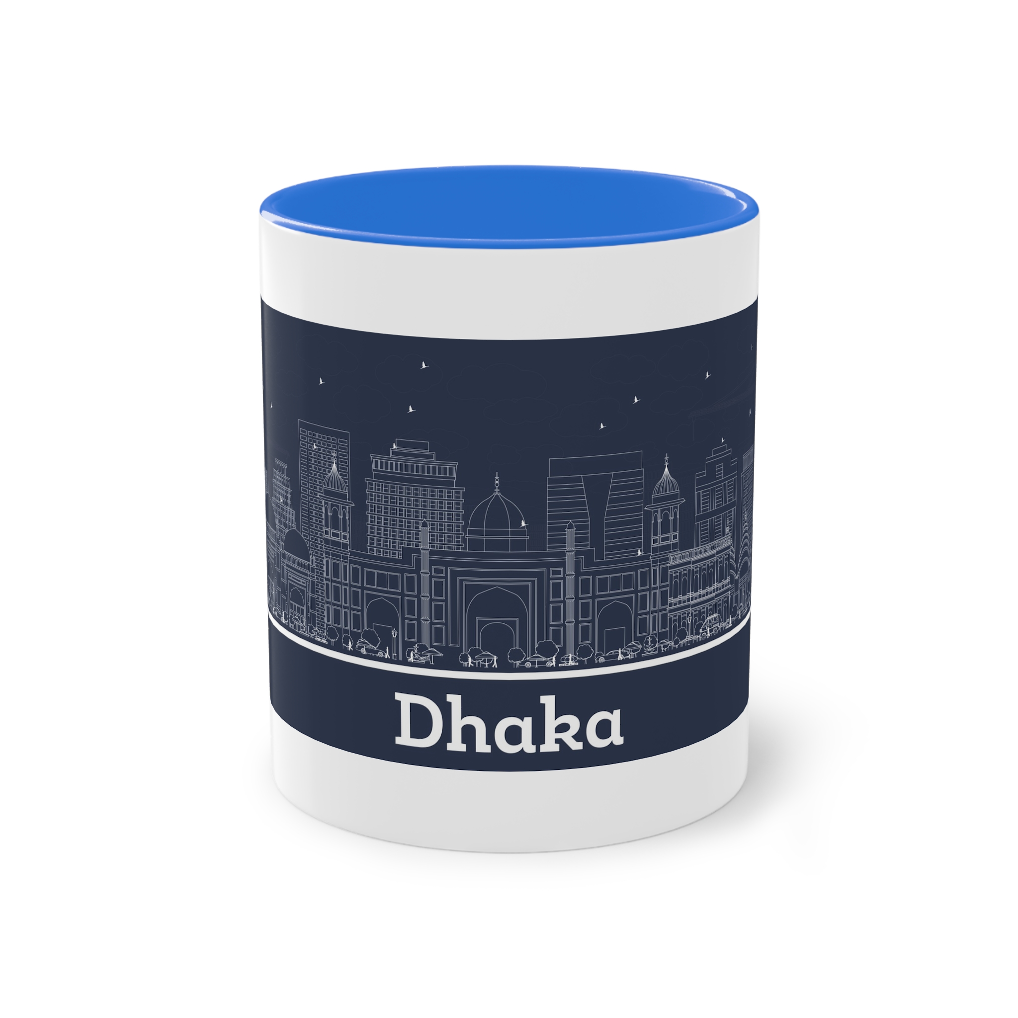 Dhaka Outline Inverse Two Tone Coffee Mug 11oz - Image 37
