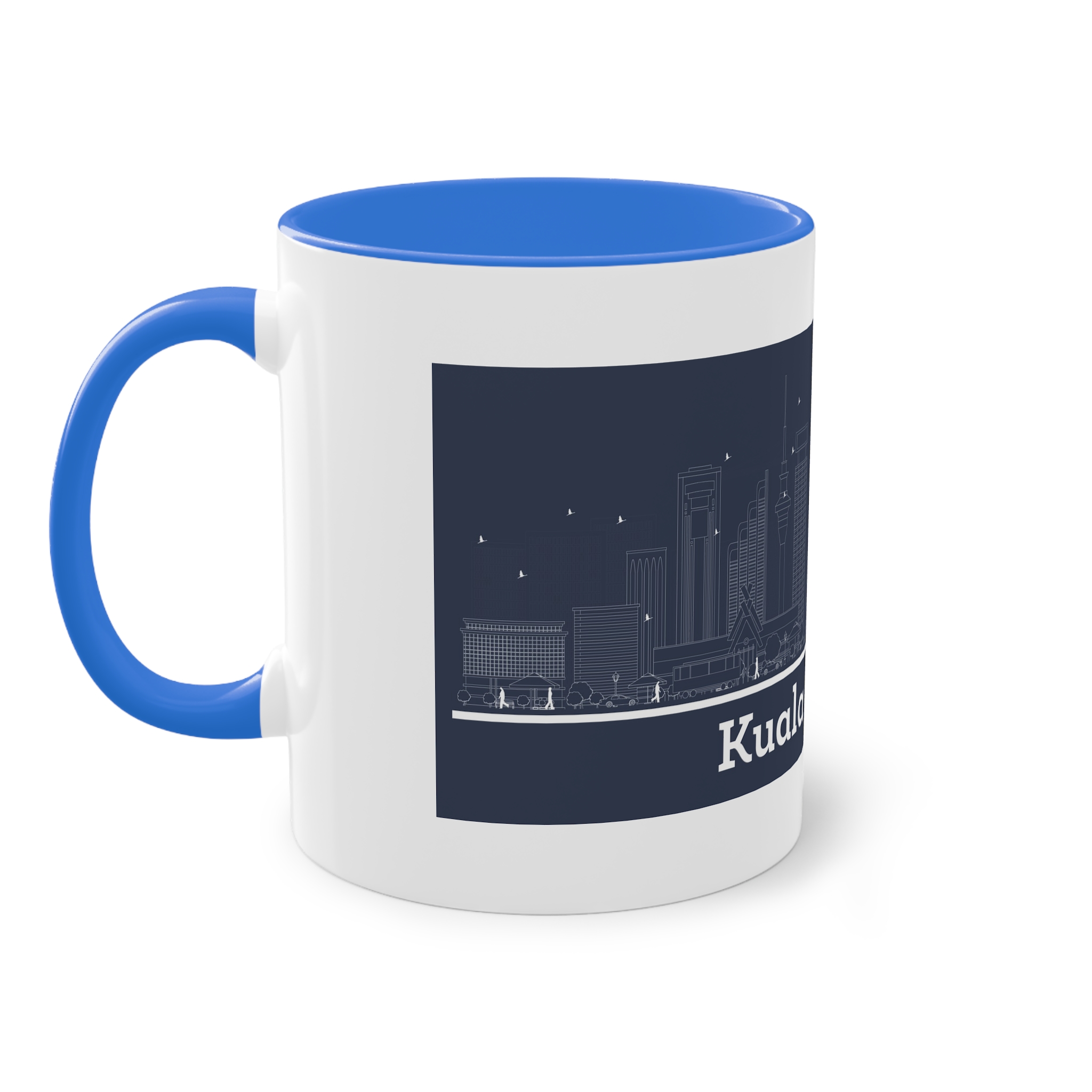 Kuala Lumpur Outline Inverse Two Tone Coffee Mug 11oz - Image 39