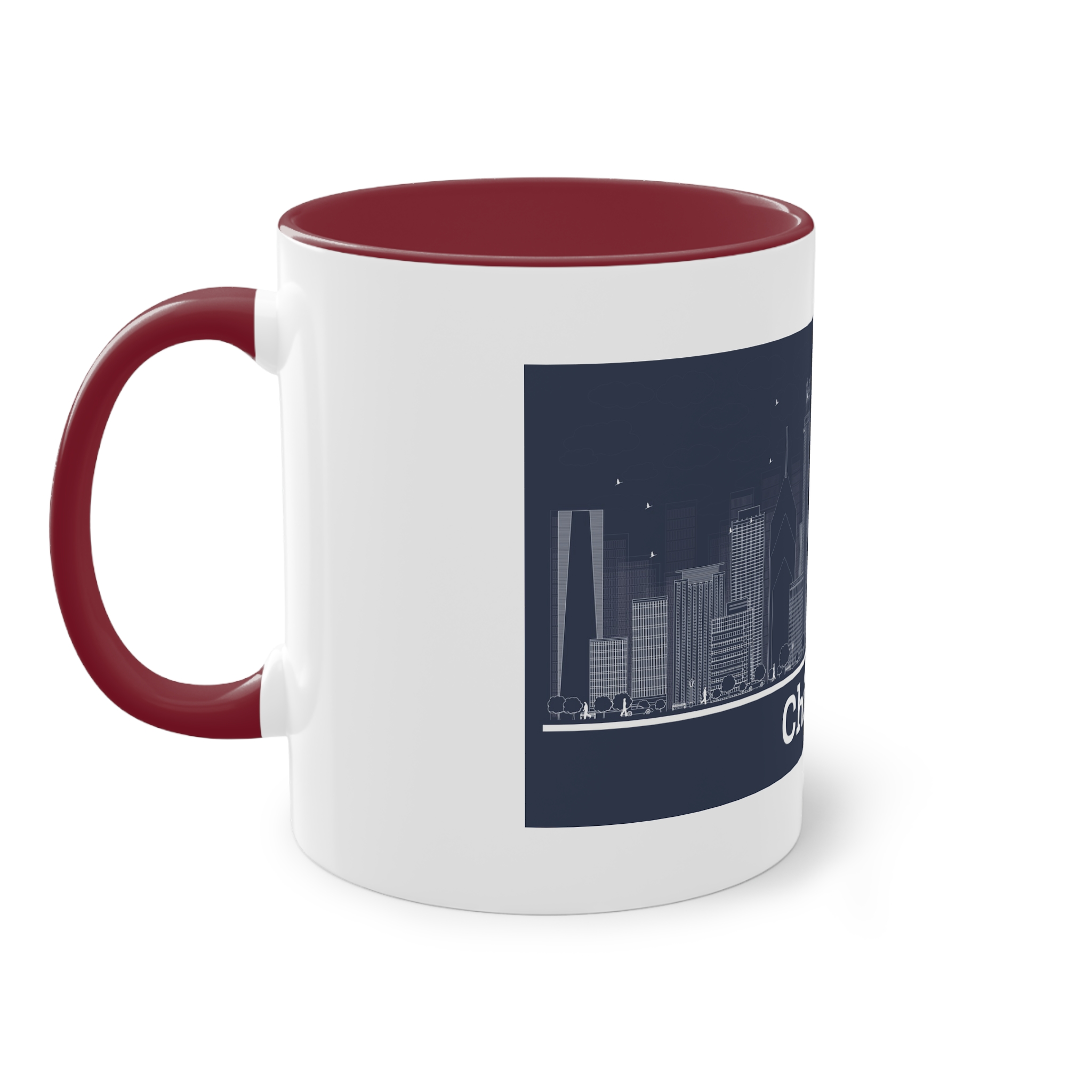Chicago Outline Inverse Two Tone Coffee Mug 11oz - Image 7