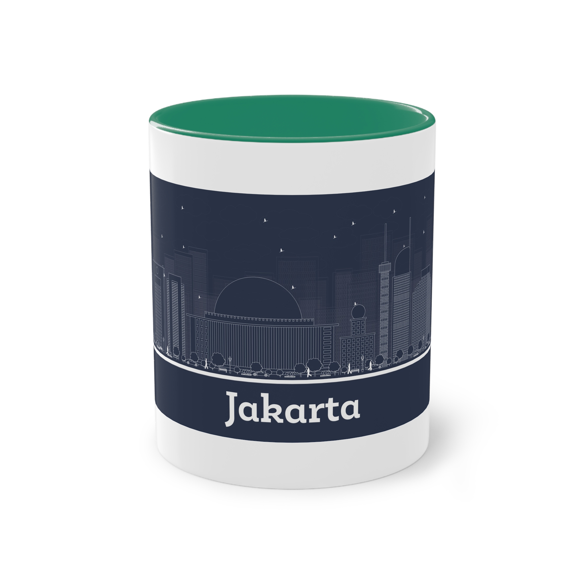 Jakarta Outline Inverse Two Tone Coffee Mug 11oz - Image 29