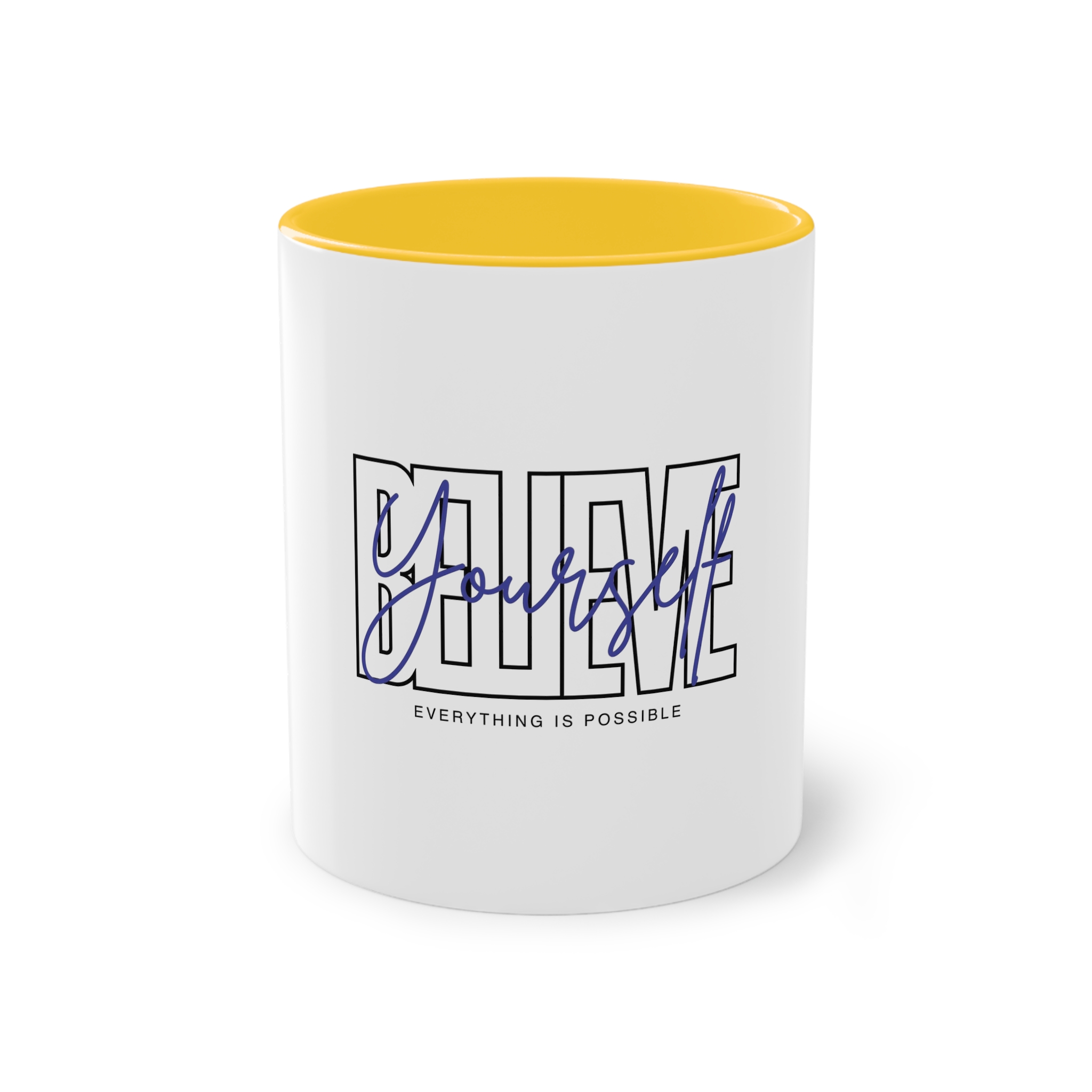 Believe Yourself Positive Affirmation Typography Two Tone Coffee Mug 11oz - Image 17