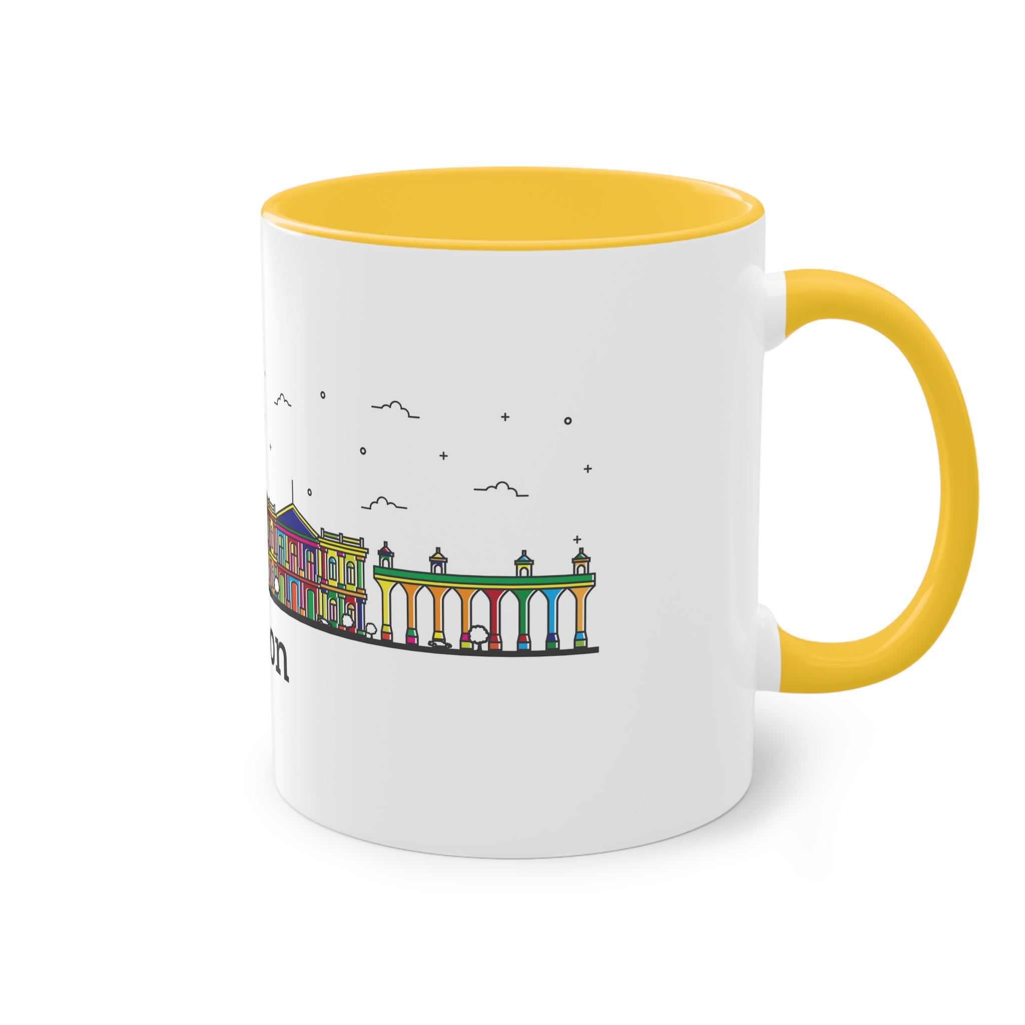 Lisbon Outline Bold Color Two Tone Coffee Mug 11oz - Image 20