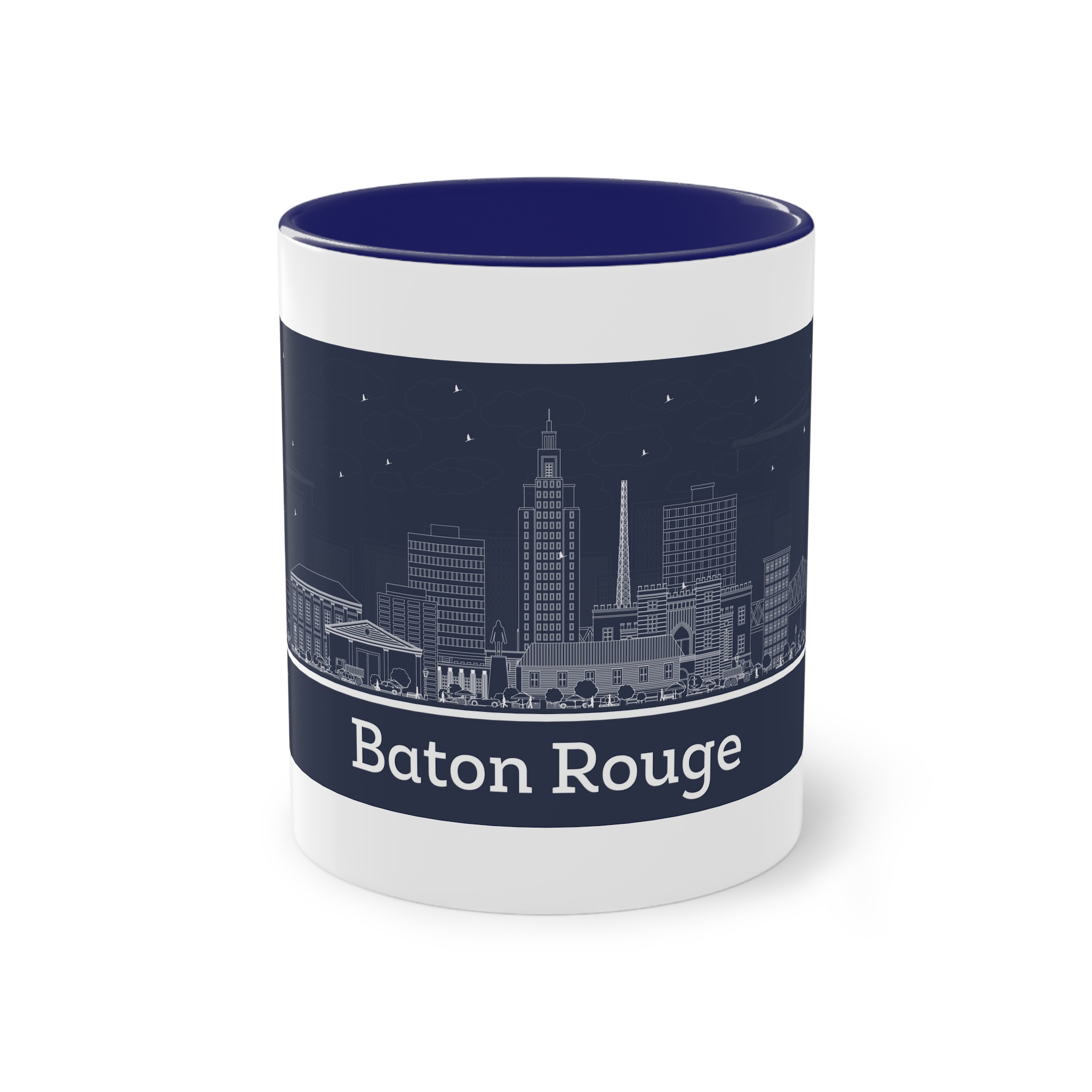 Baton Rouge Outline Inverse Two Tone Coffee Mug 11oz - Image 41