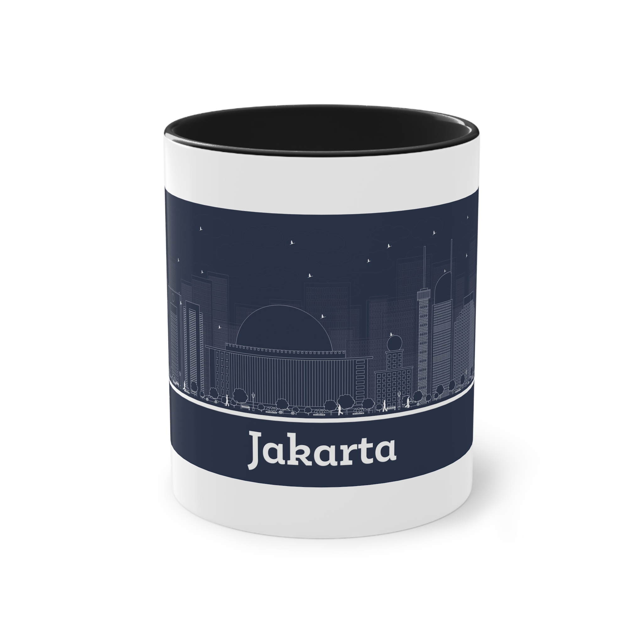 Jakarta Outline Inverse Two Tone Coffee Mug 11oz - Image 9