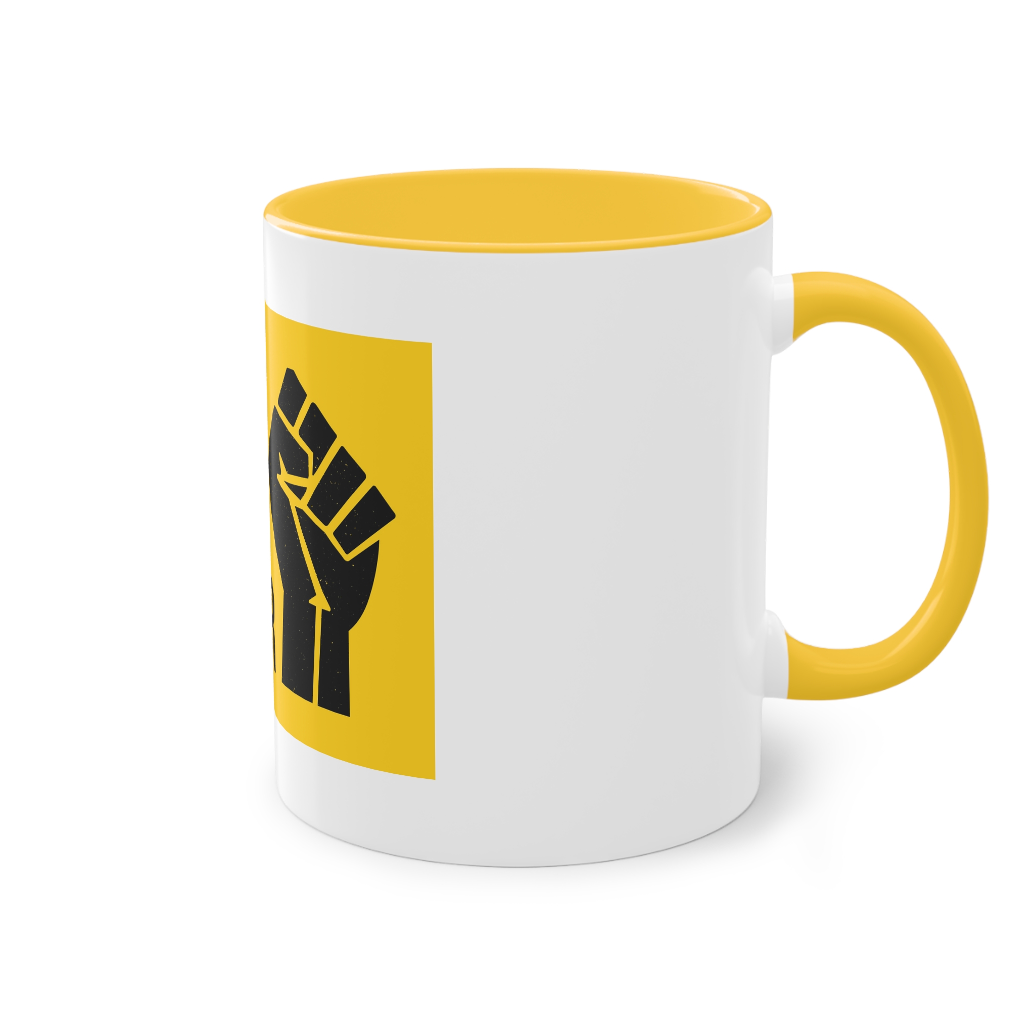 Black Lives Matter Movement Clenched Fist Text Yellow Background Slogan Protests Usa (1) Two Tone Coffee Mug 11oz - Image 20