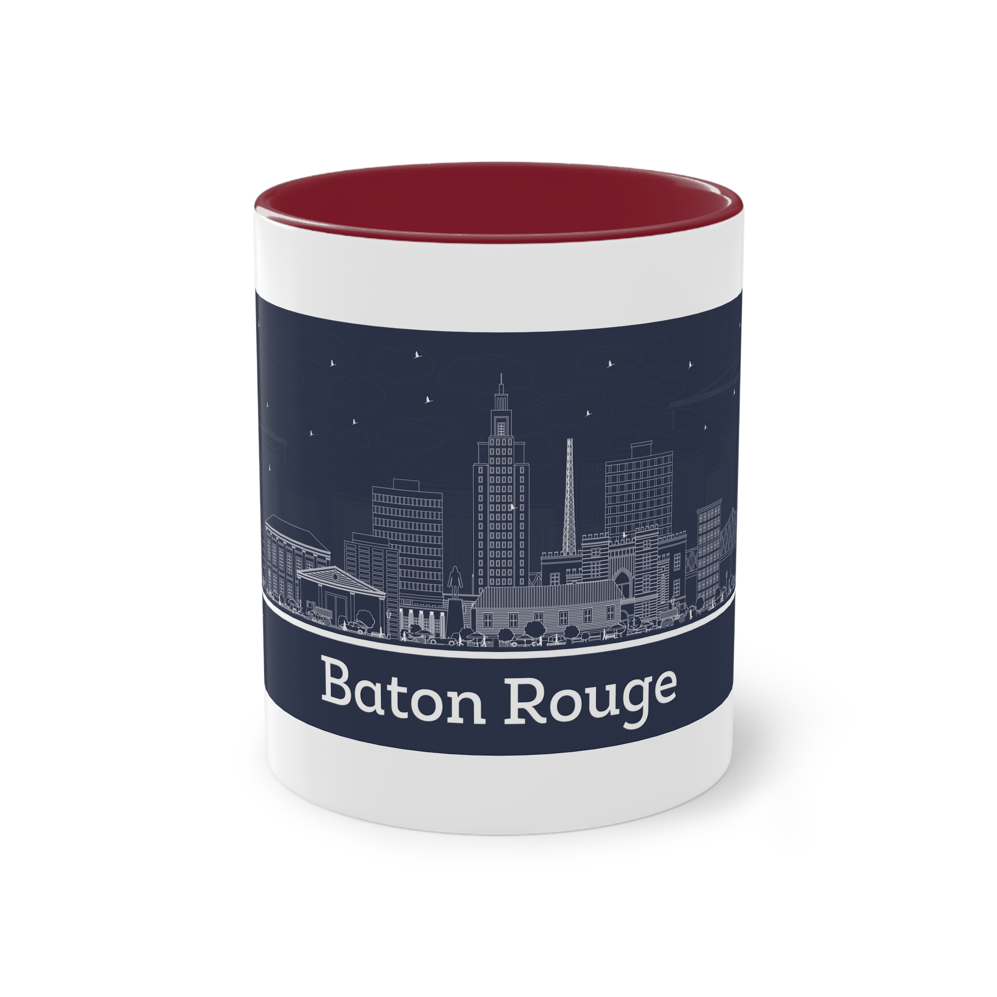 Baton Rouge Outline Inverse Two Tone Coffee Mug 11oz - Image 5