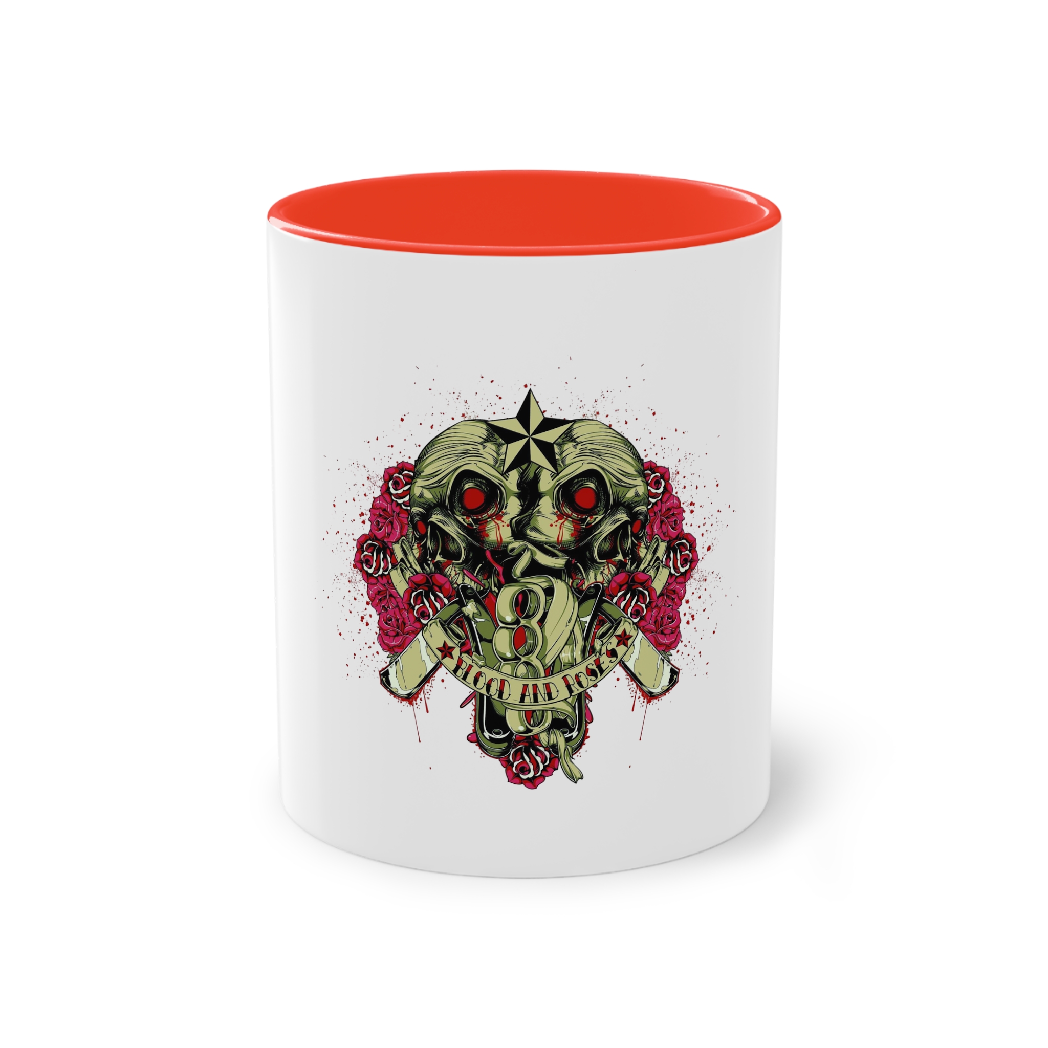 Back Back Zombie Skulls With Blades Knuckle Duster Two Tone Coffee Mug 11oz