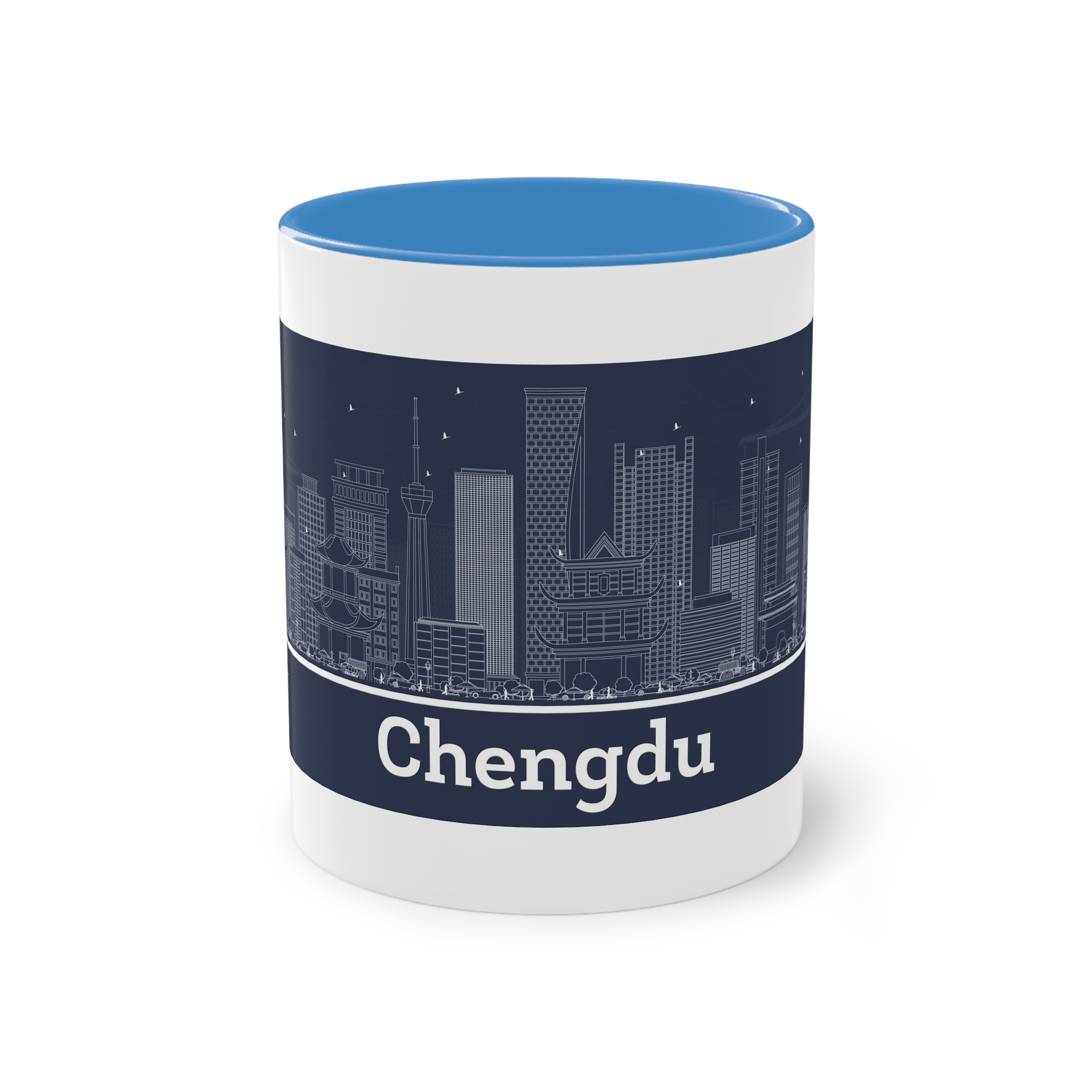 Chengdu Outline Inverse Two Tone Coffee Mug 11oz - Image 33