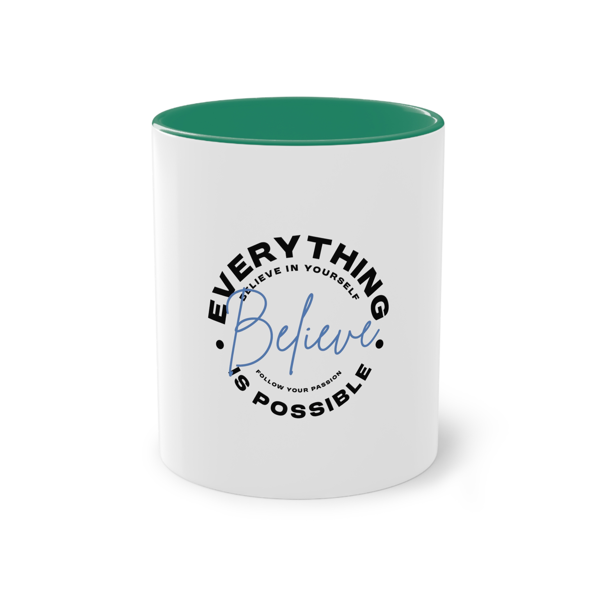 Believe Inspirational Typography Design Two Tone Coffee Mug 11oz - Image 29