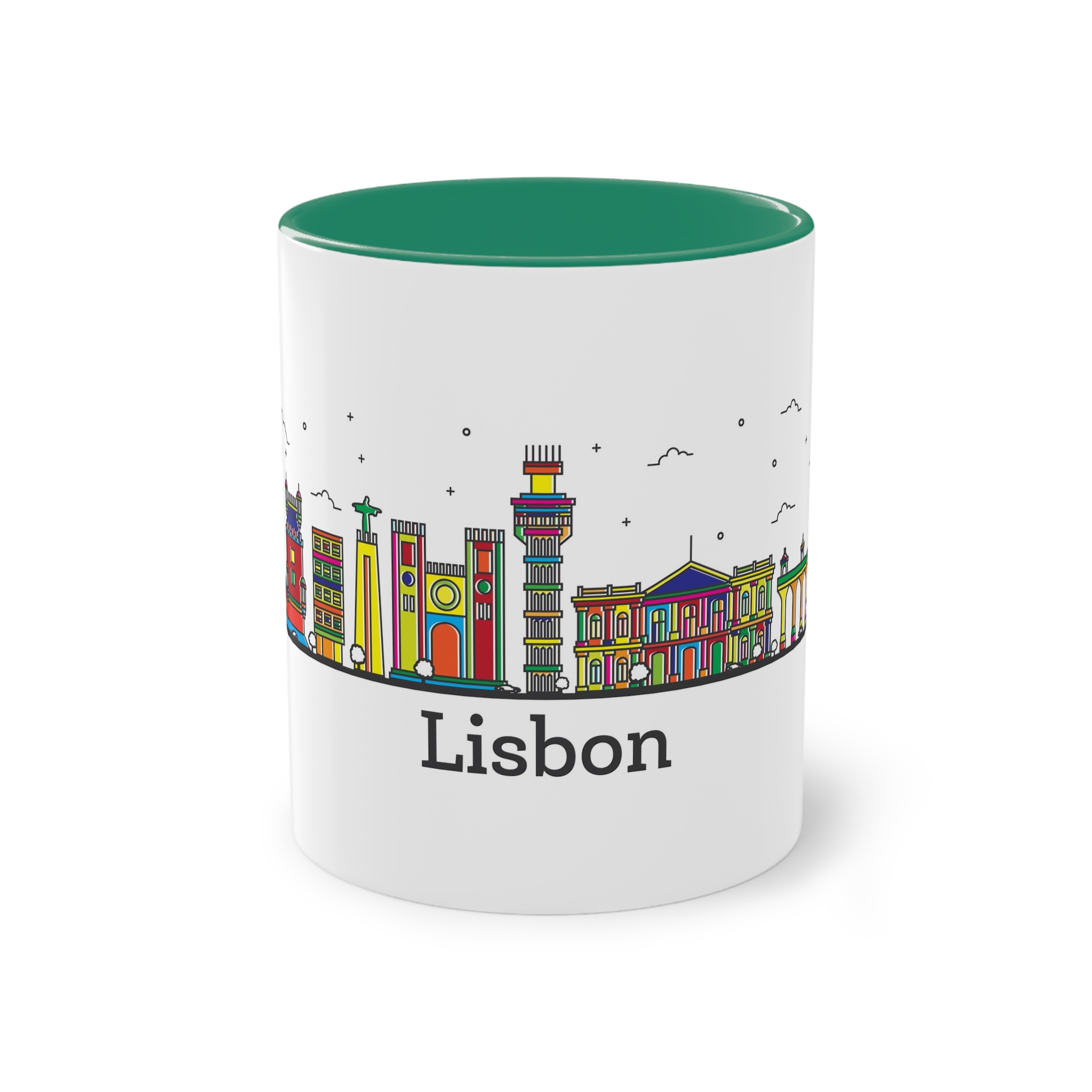 Lisbon Outline Bold Color Two Tone Coffee Mug 11oz - Image 29