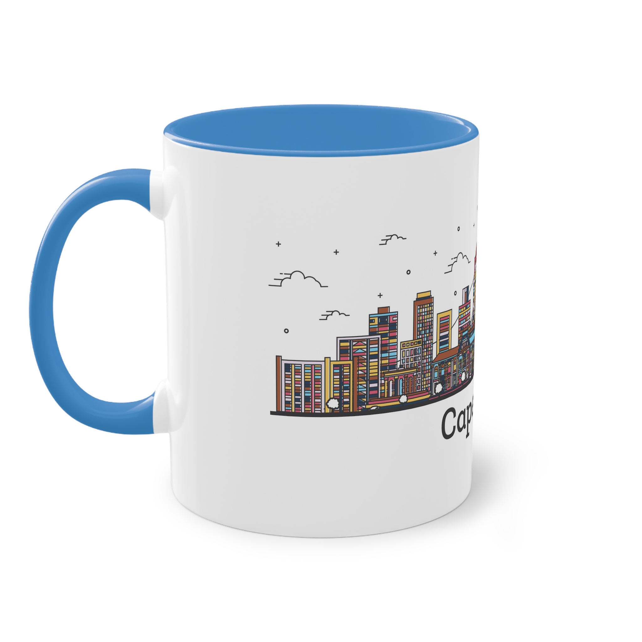 Cape Town Outline Bold Color Two Tone Coffee Mug 11oz - Image 35