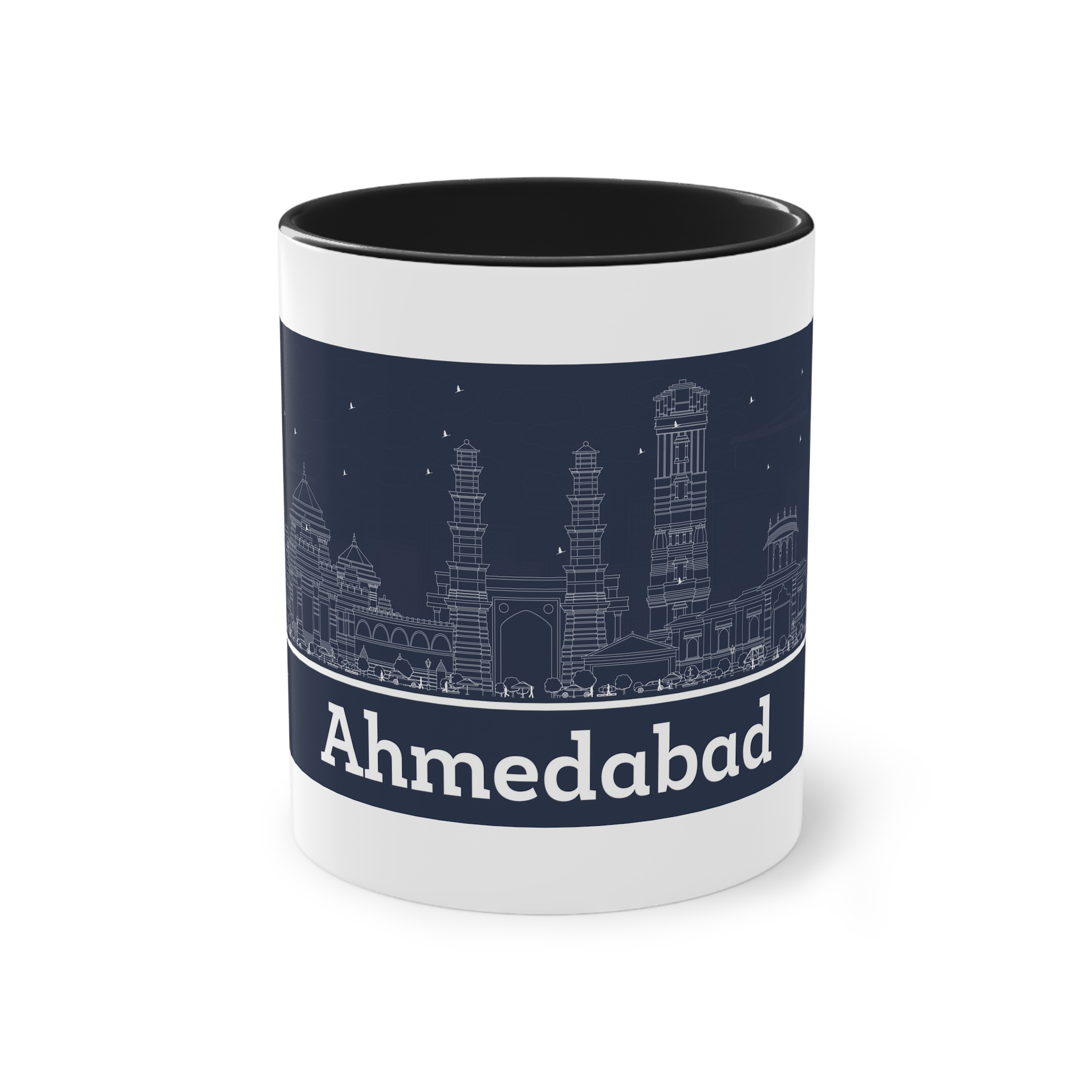 Ahmedabad Outline Inverse Two Tone Coffee Mug 11oz - Image 9