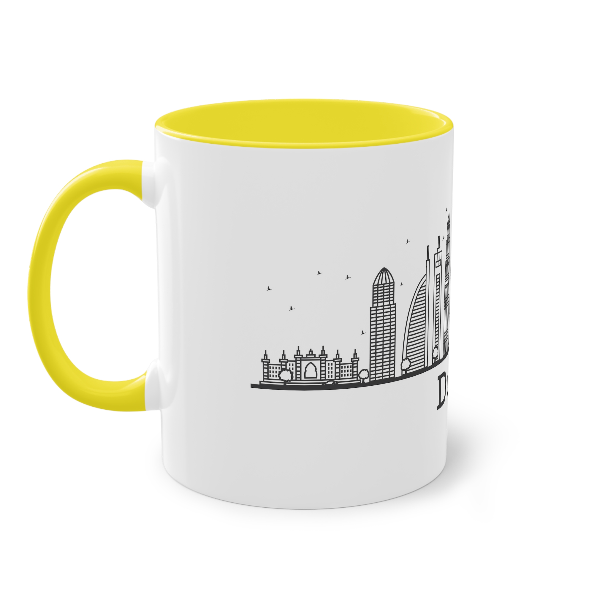 Dubai Outline Bold Two Tone Coffee Mug 11oz - Image 23