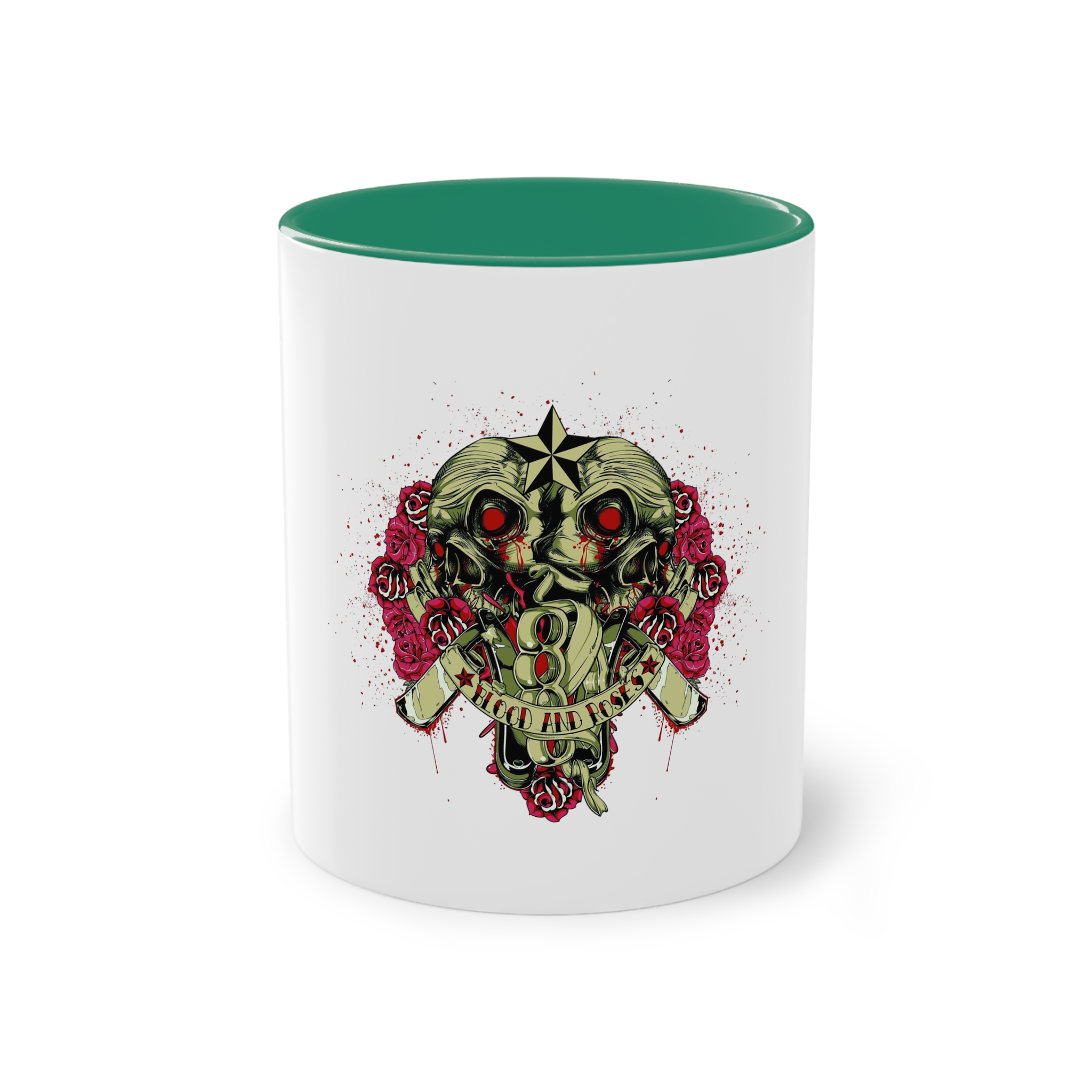 Back Back Zombie Skulls With Blades Knuckle Duster Two Tone Coffee Mug 11oz - Image 29
