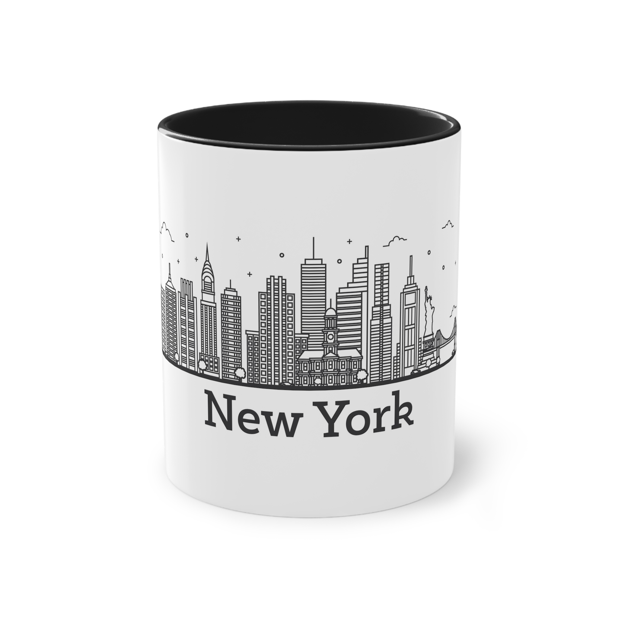 New York Outline Bold 2018 Two Tone Coffee Mug 11oz - Image 9