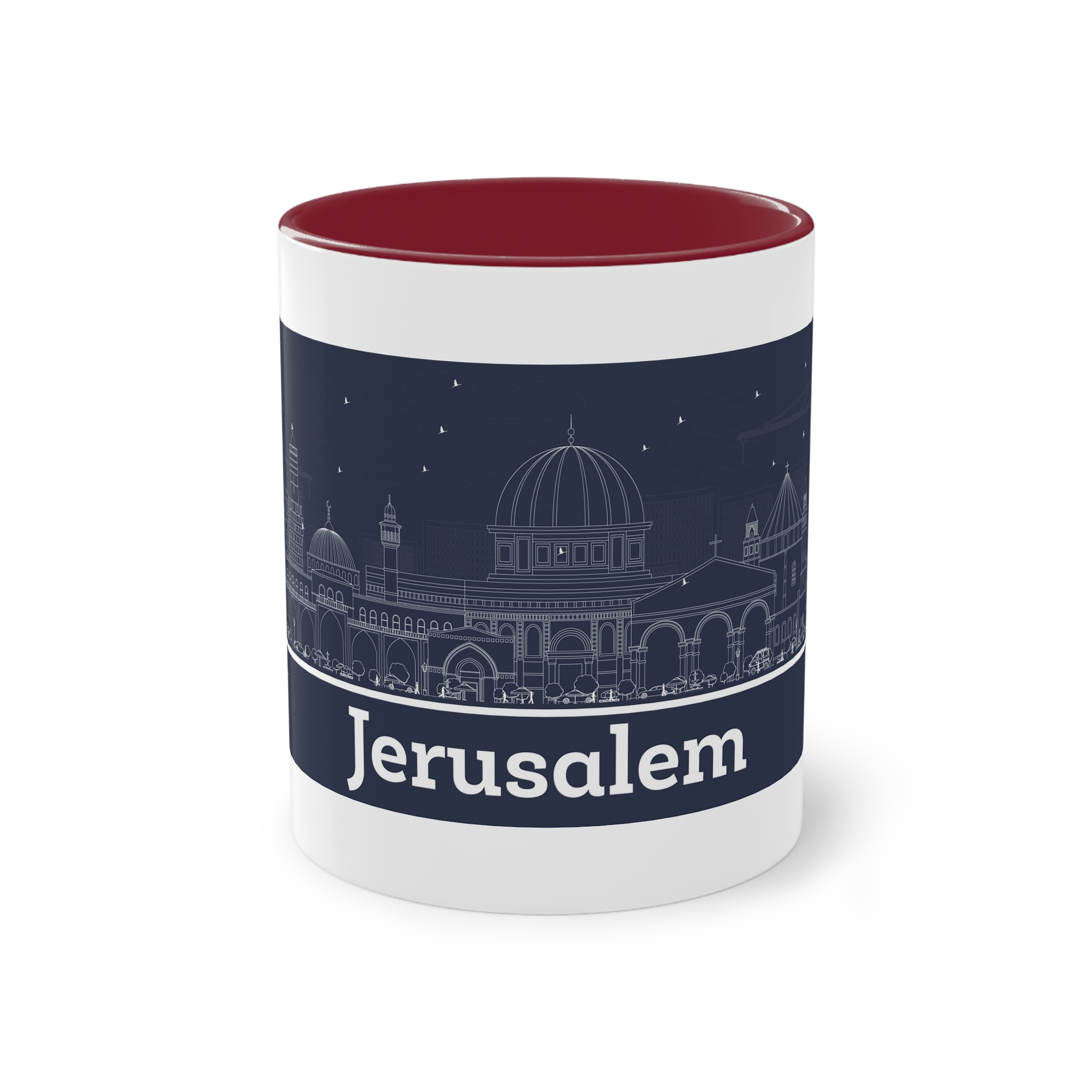 Jerusalem Outline Inverse Two Tone Coffee Mug 11oz - Image 5