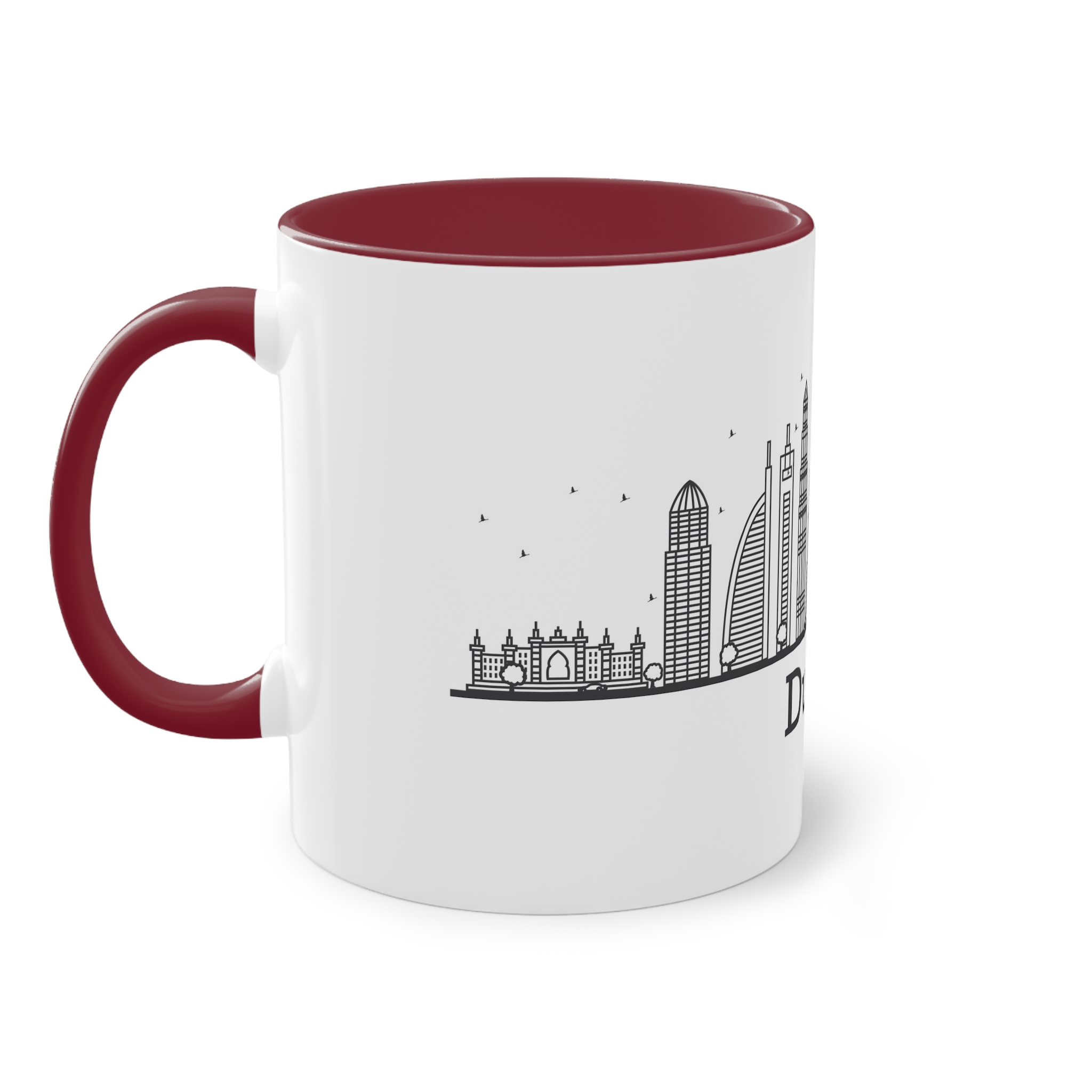Dubai Outline Bold Two Tone Coffee Mug 11oz - Image 7