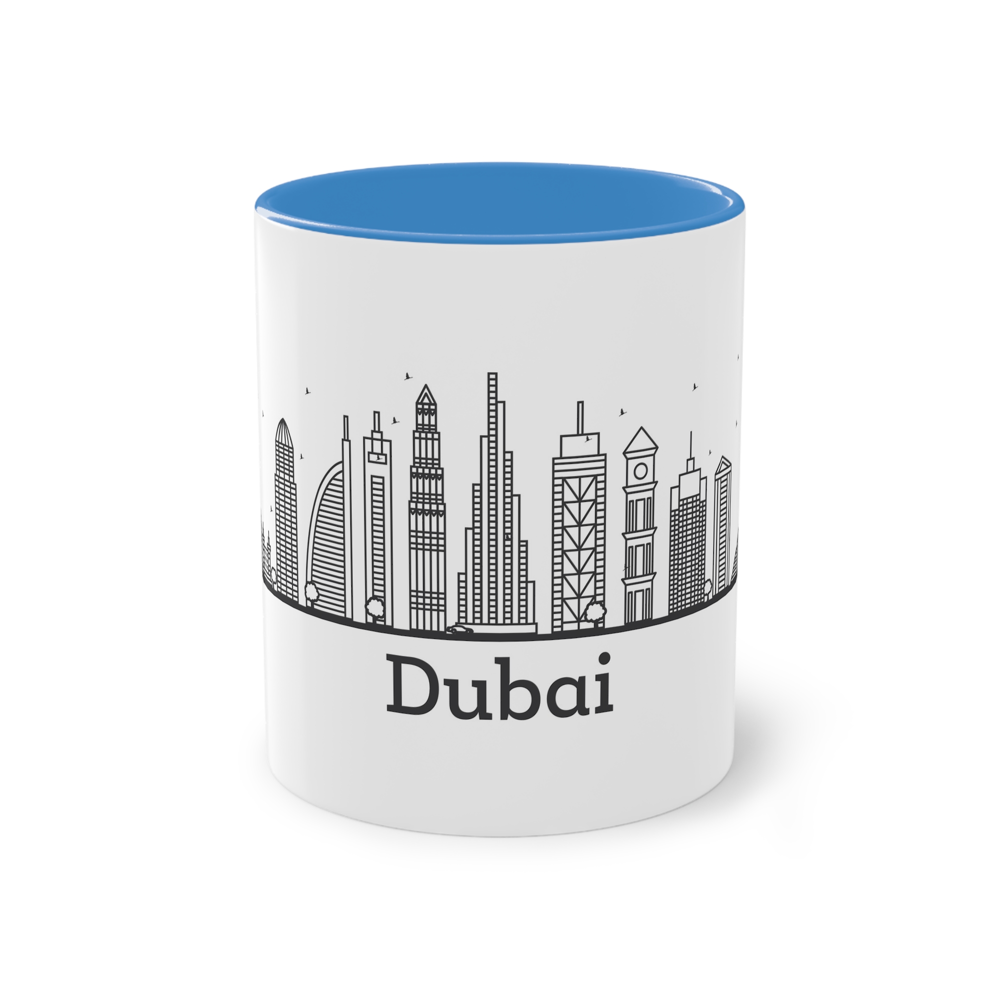Dubai Outline Bold Two Tone Coffee Mug 11oz - Image 33