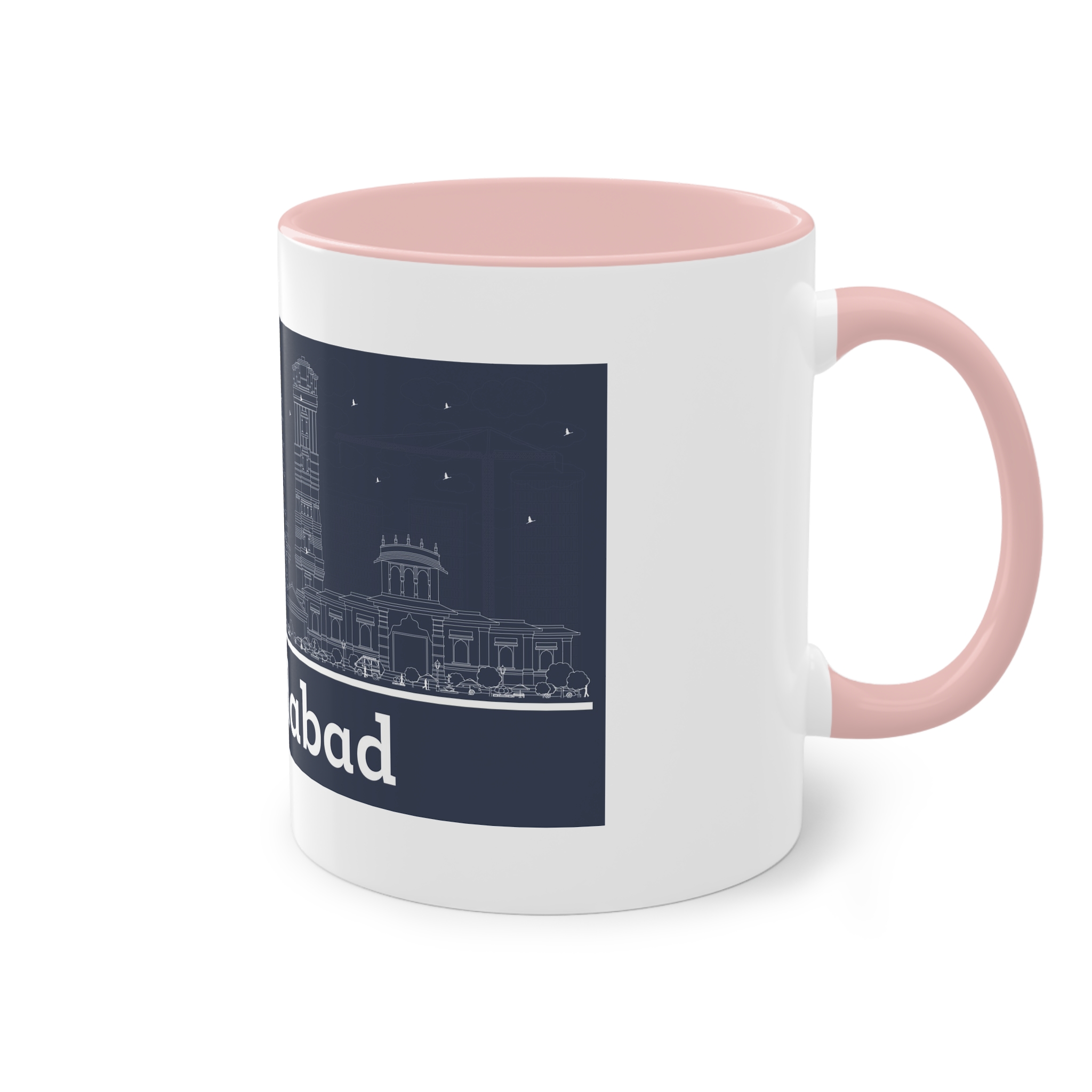 Ahmedabad Outline Inverse Two Tone Coffee Mug 11oz - Image 48