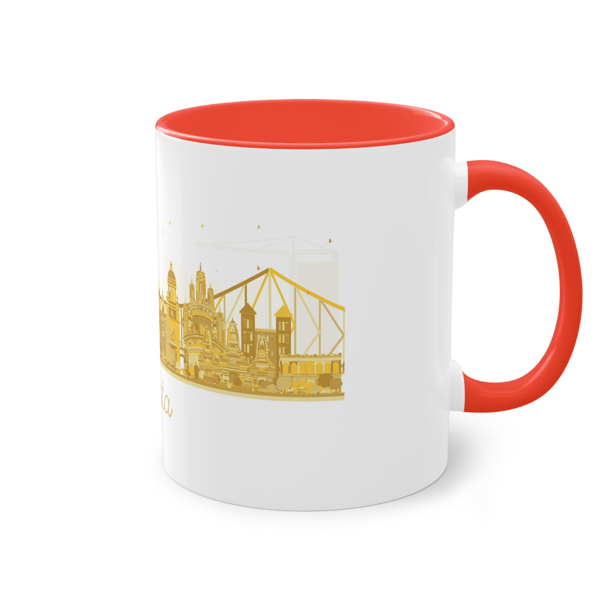 Kolkata Silhouette Golden 1 Two Tone Coffee Mug 11oz - Image 4
