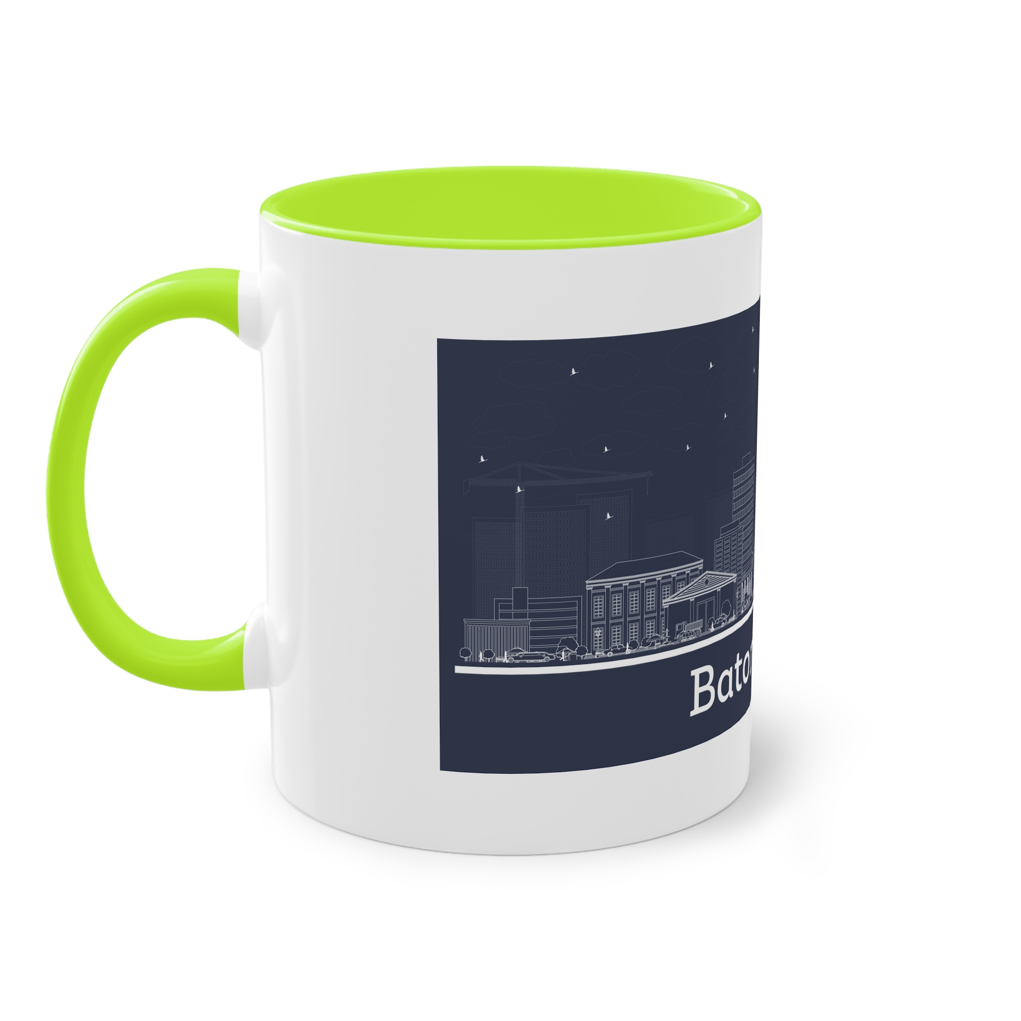 Baton Rouge Outline Inverse Two Tone Coffee Mug 11oz - Image 27