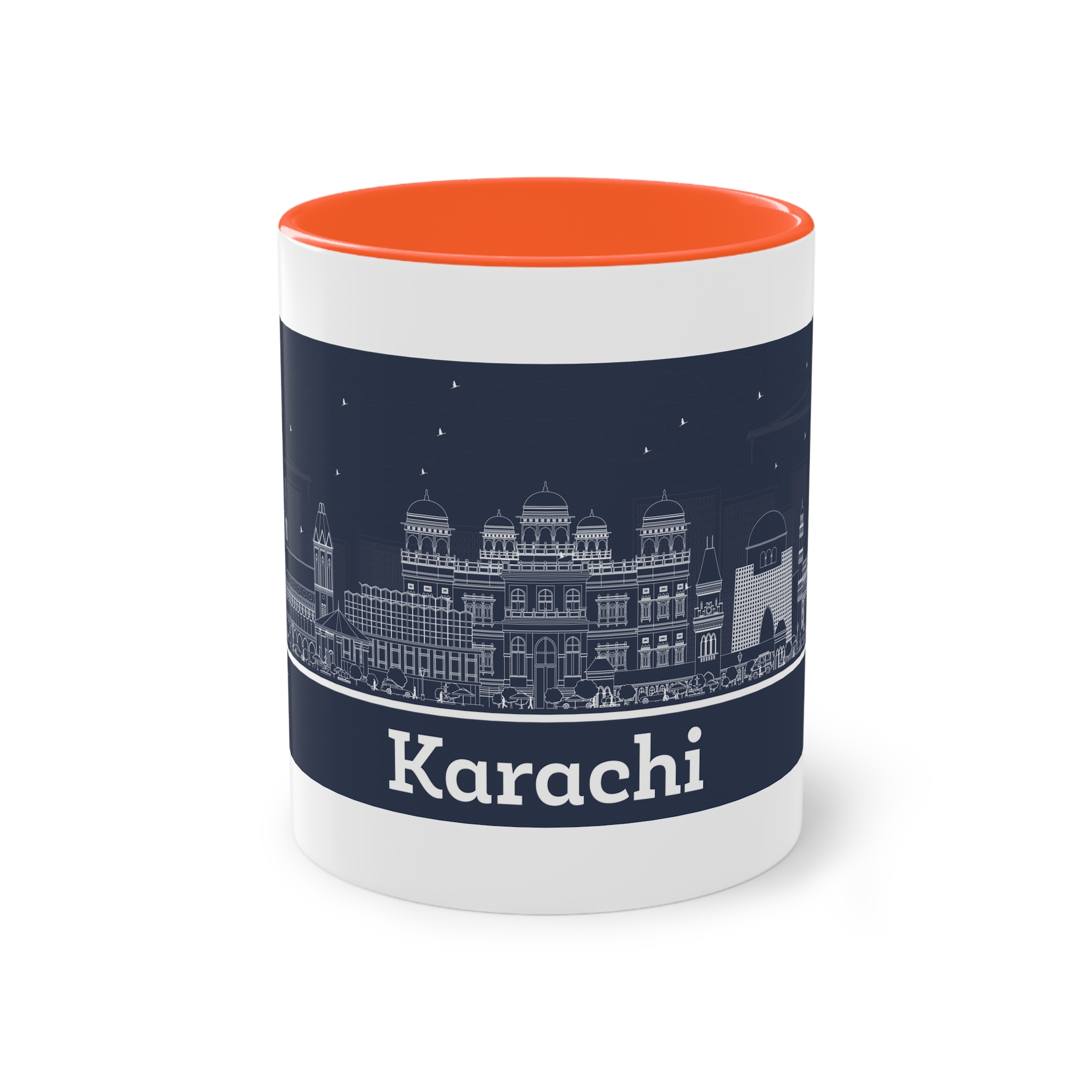 Karachi Outline Inverse Two Tone Coffee Mug 11oz - Image 13
