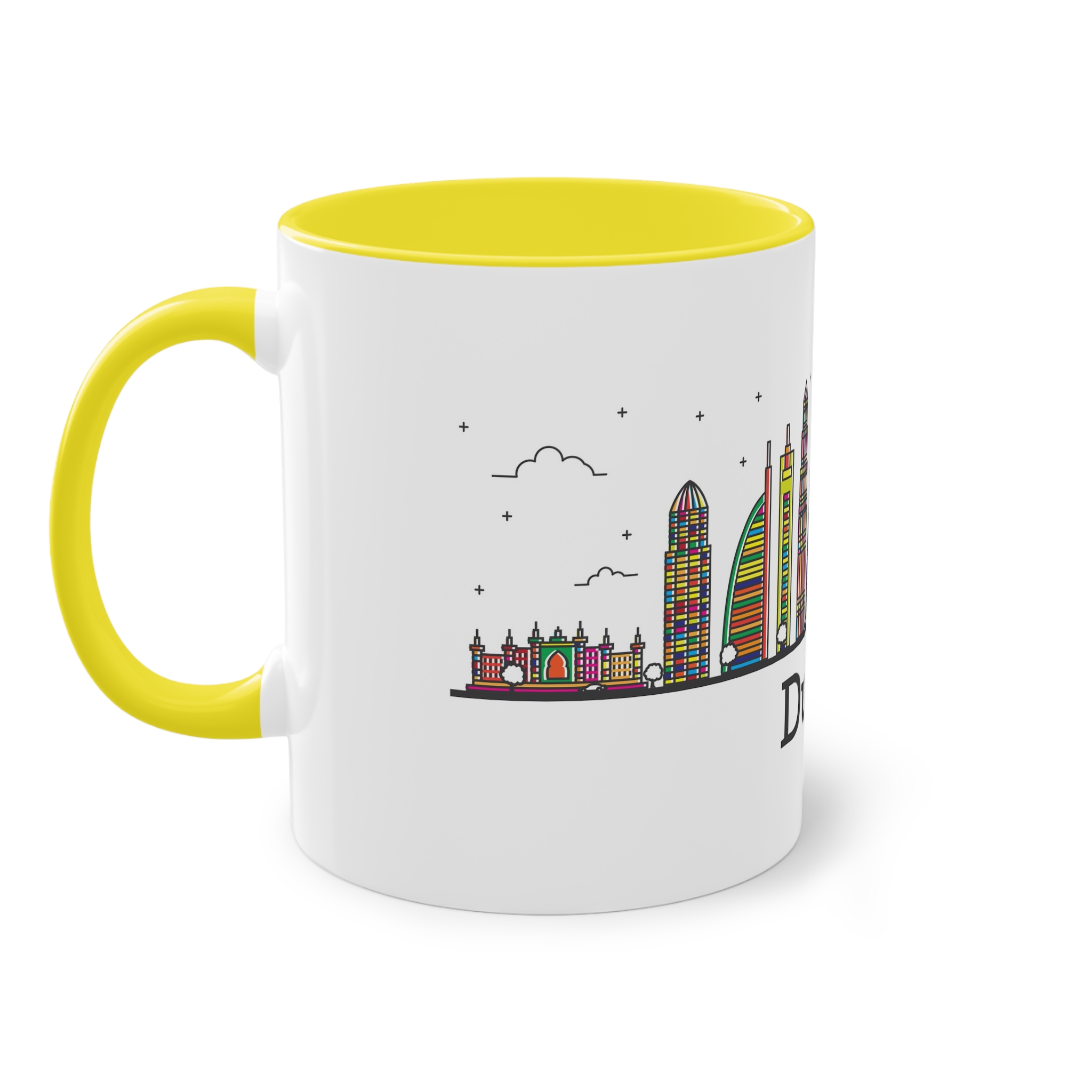 Dubai Outline Bold Color Two Tone Coffee Mug 11oz - Image 23
