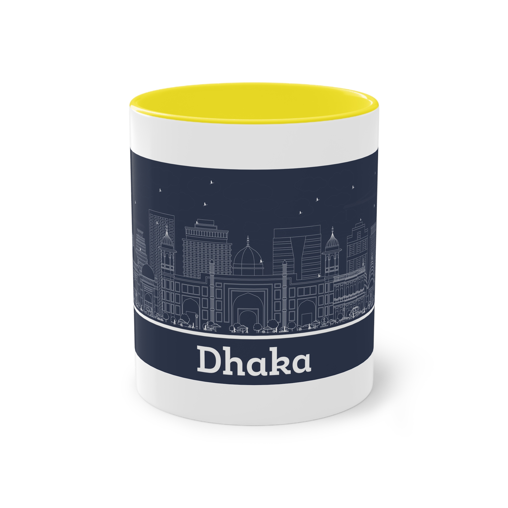 Dhaka Outline Inverse Two Tone Coffee Mug 11oz - Image 21