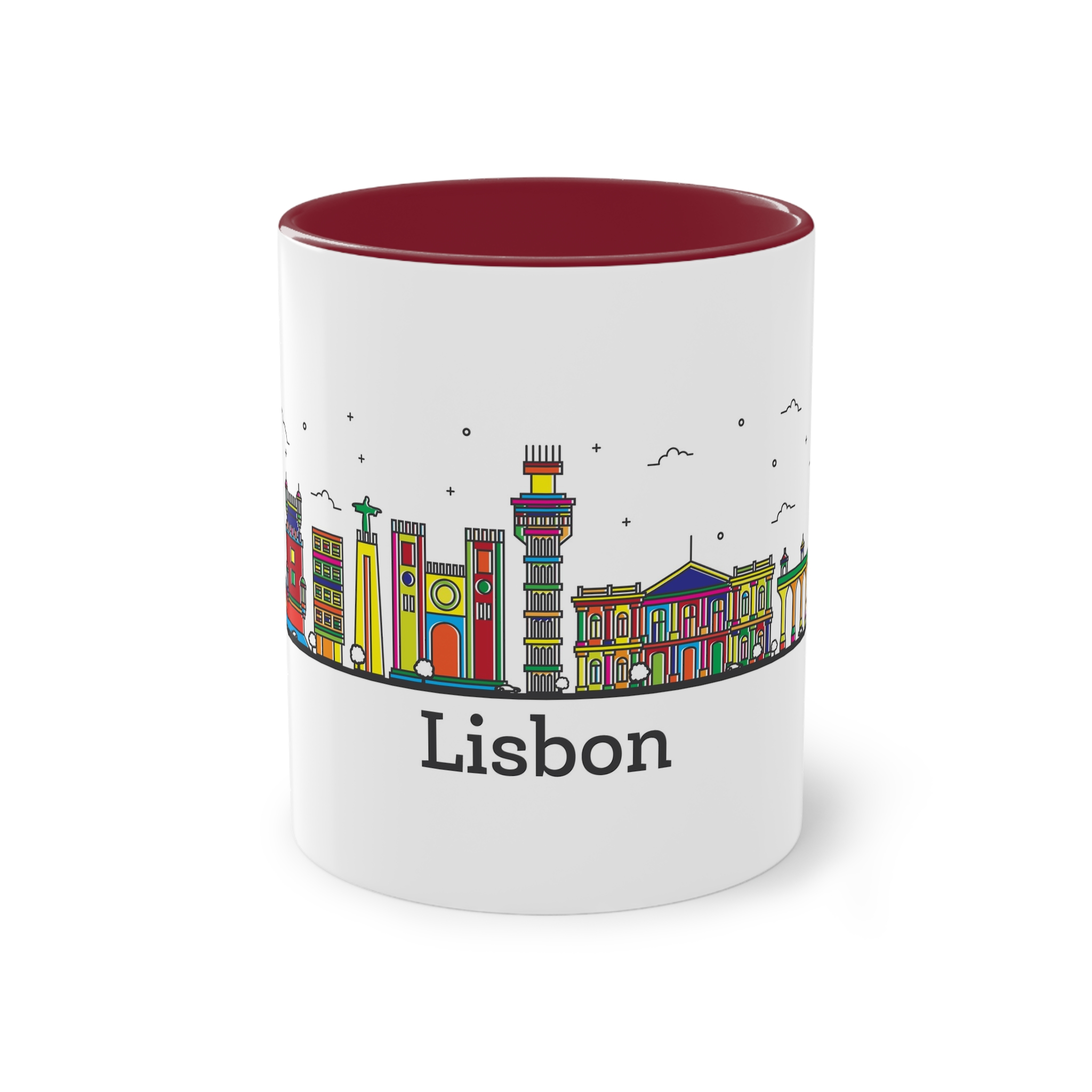 Lisbon Outline Bold Color Two Tone Coffee Mug 11oz - Image 5