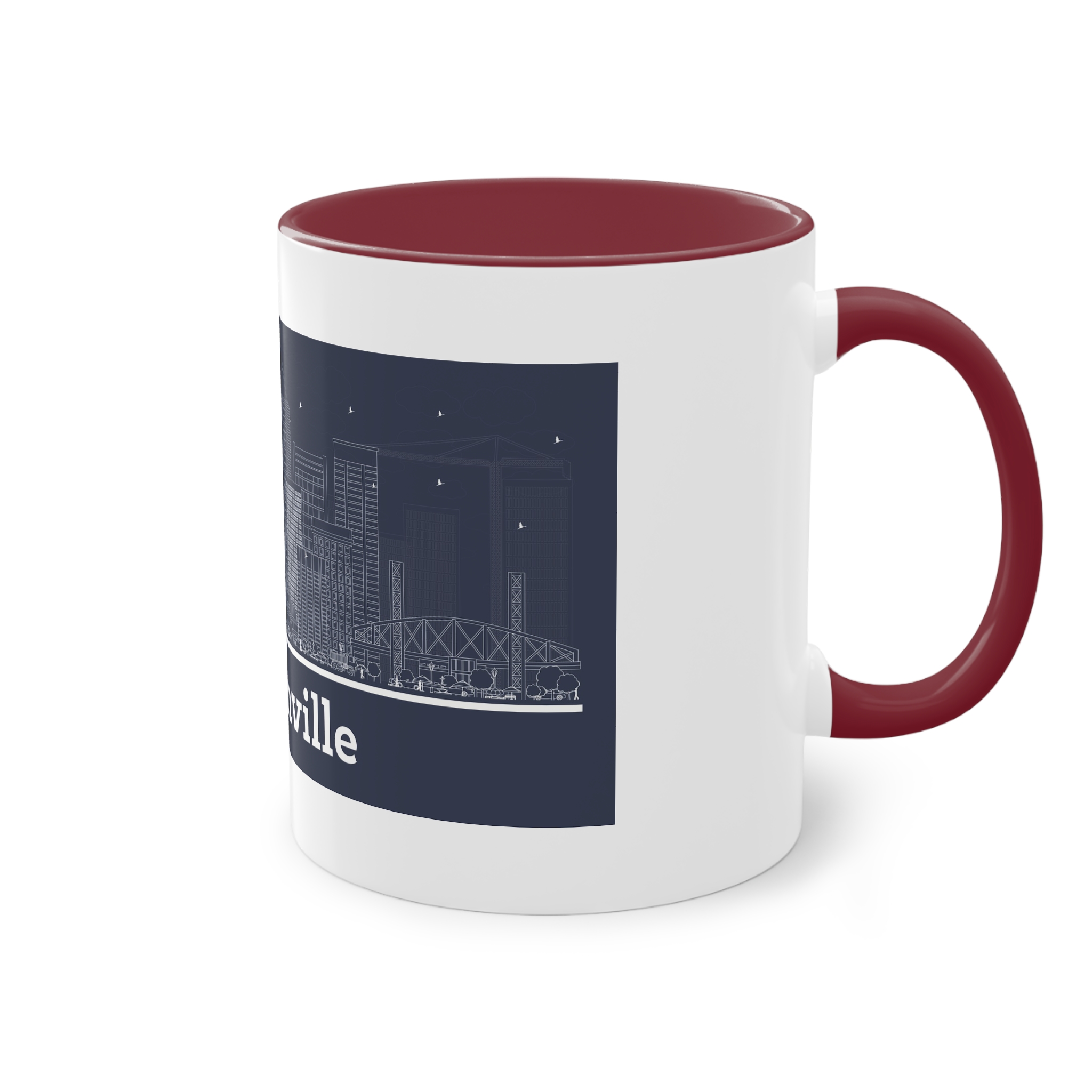 Jacksonville Outline Inverse Two Tone Coffee Mug 11oz - Image 8