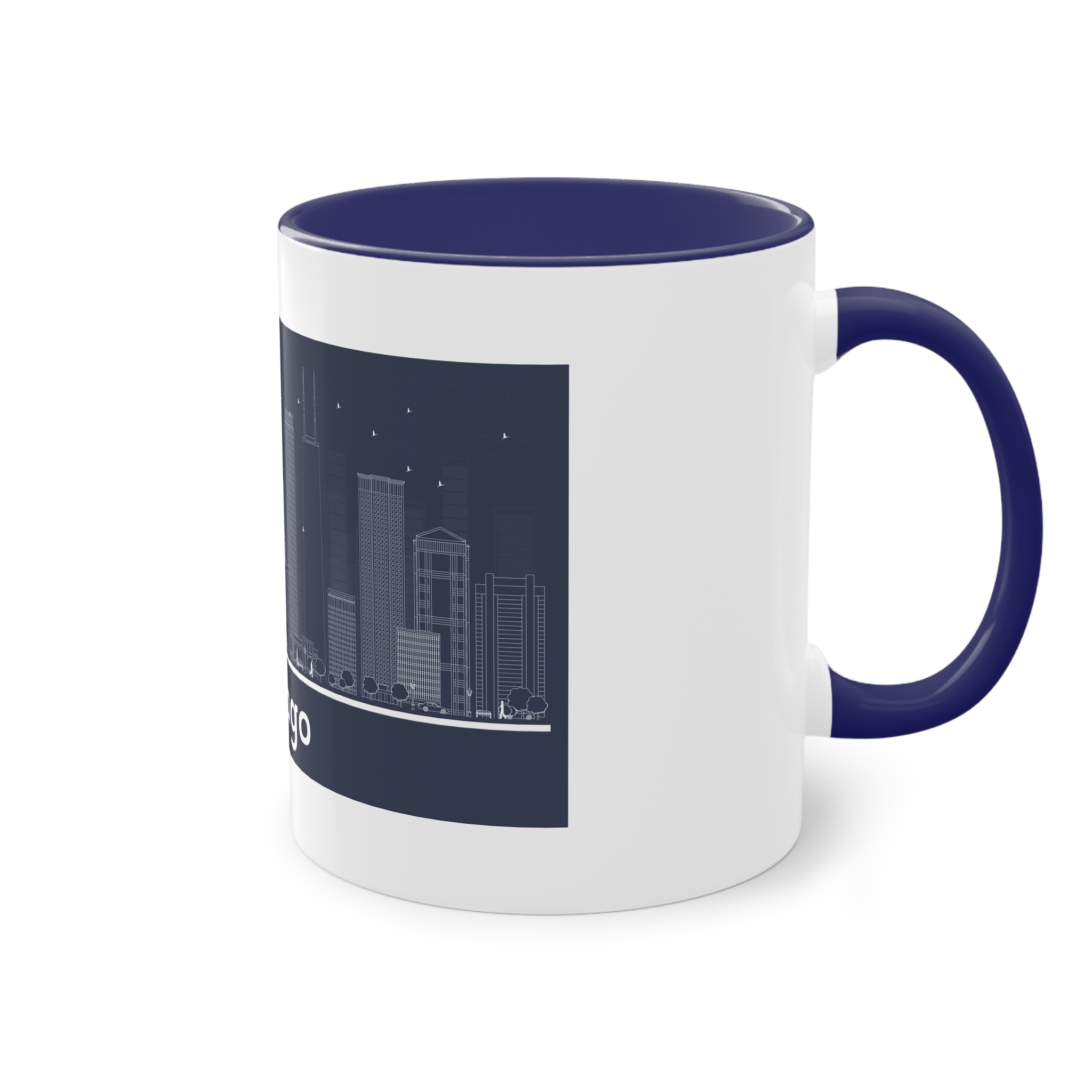 Chicago Outline Inverse Two Tone Coffee Mug 11oz - Image 44
