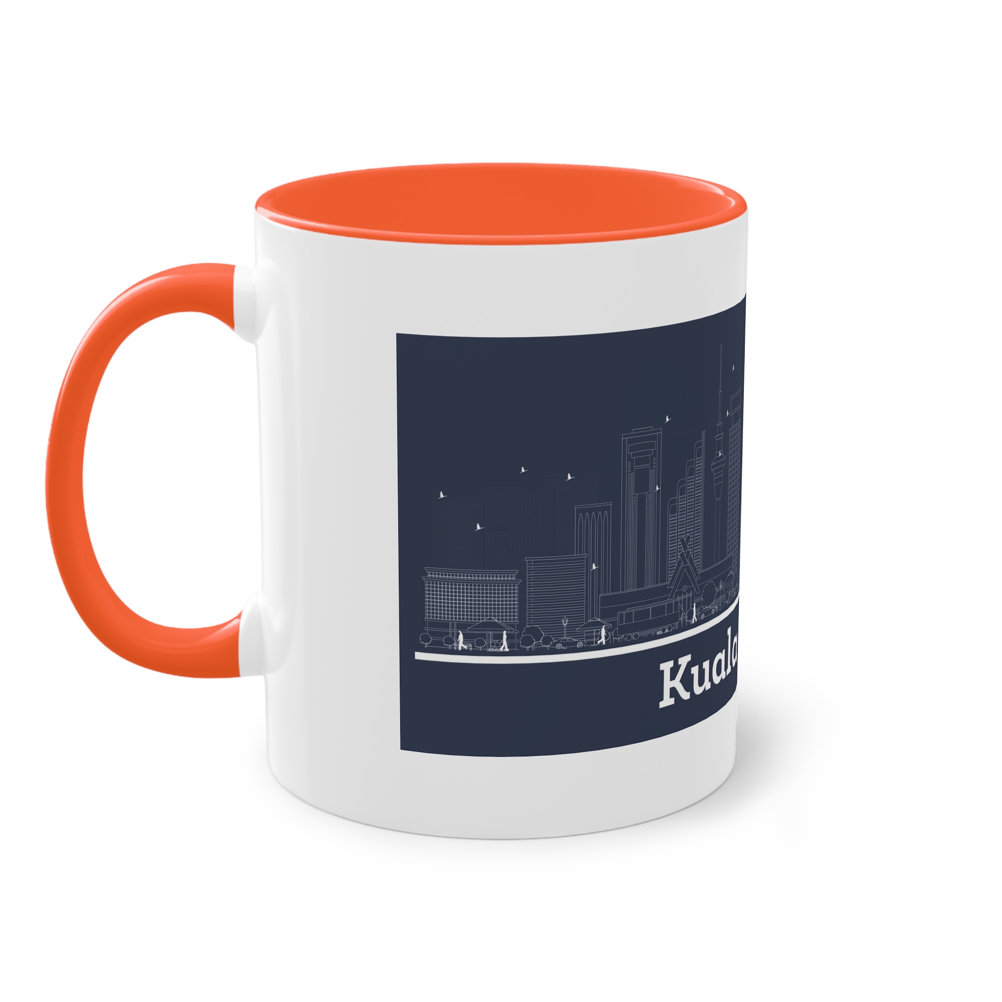 Kuala Lumpur Outline Inverse Two Tone Coffee Mug 11oz - Image 15