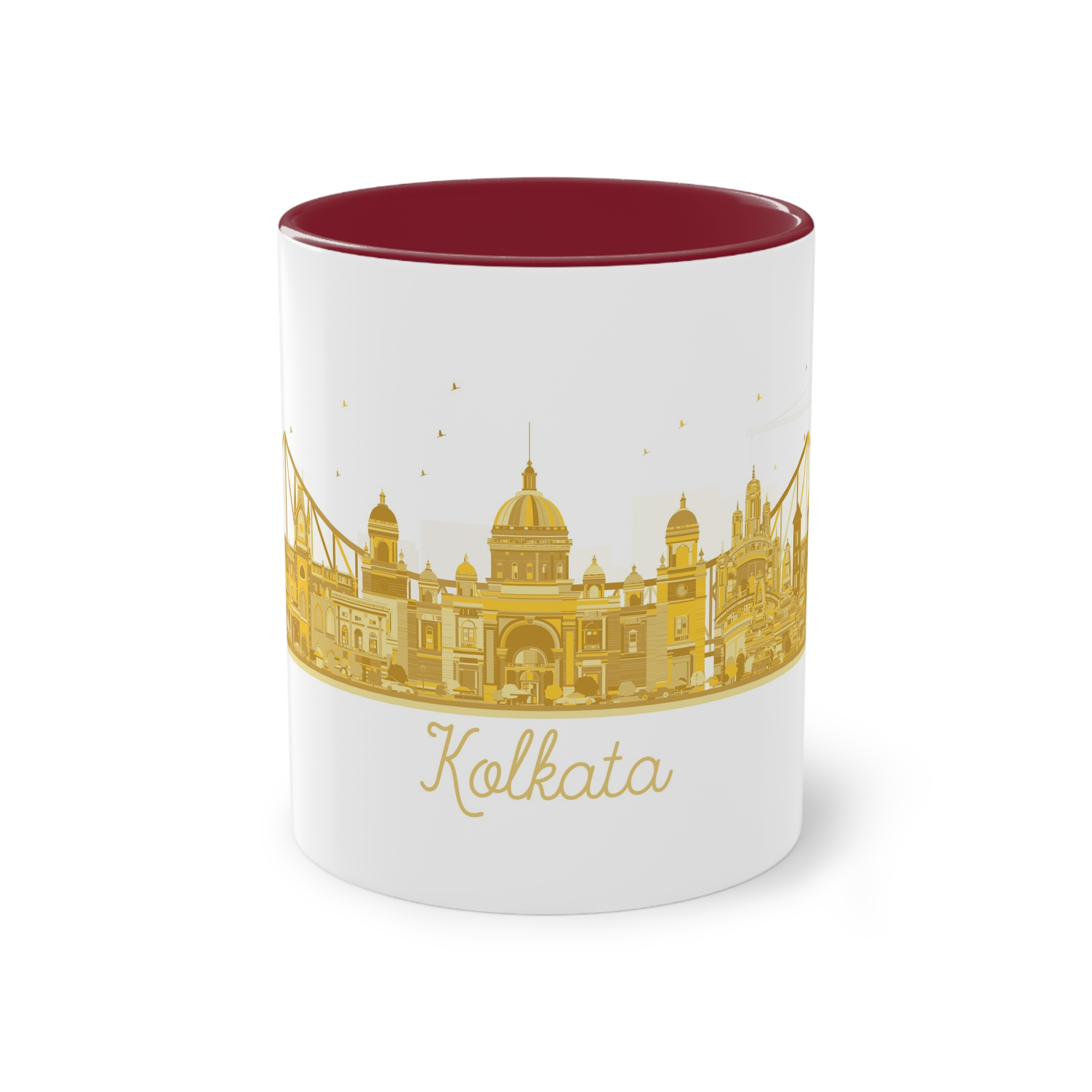 Kolkata Silhouette Golden 1 Two Tone Coffee Mug 11oz - Image 5