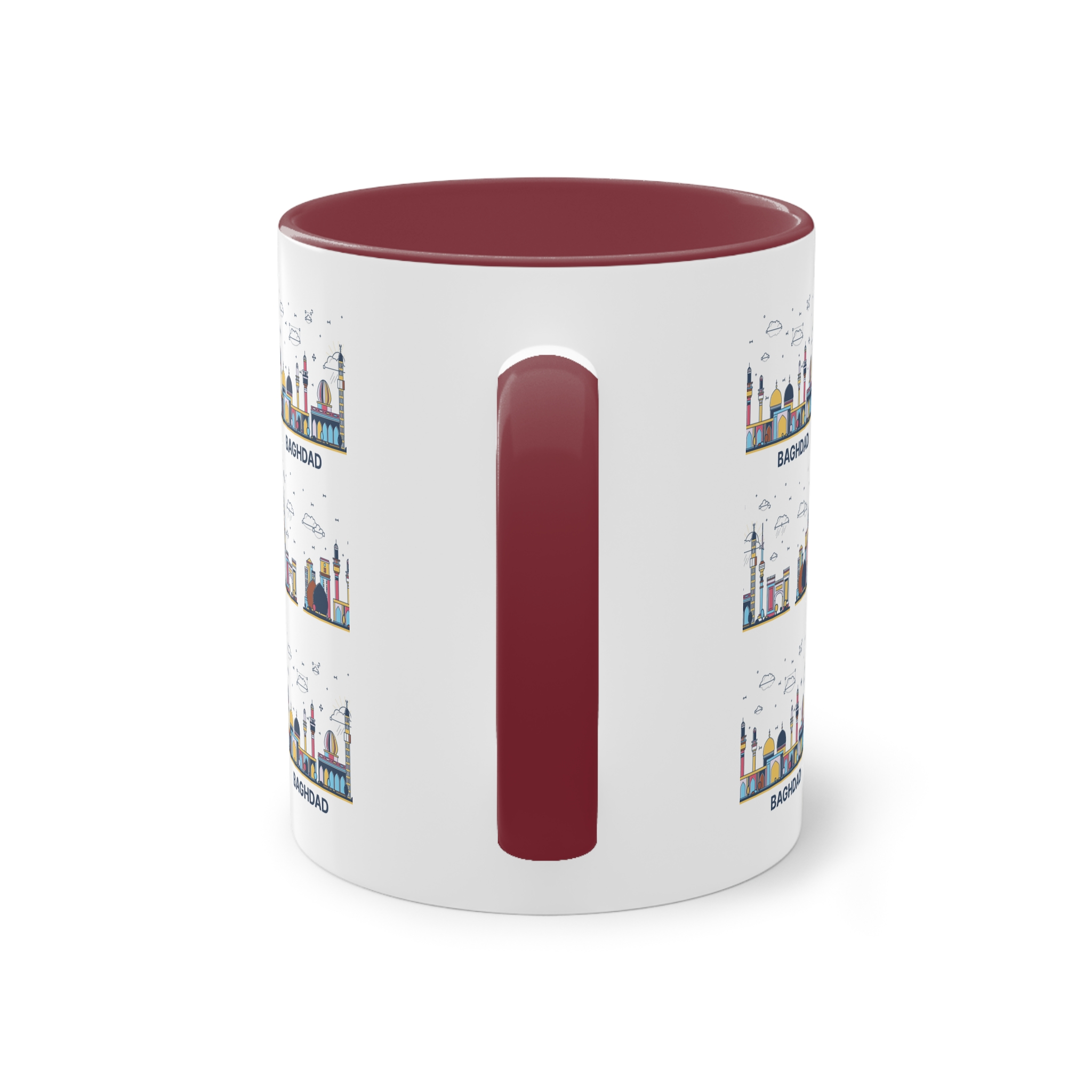 Baghdad Outline Bold Color Two Tone Coffee Mug 11oz - Image 6