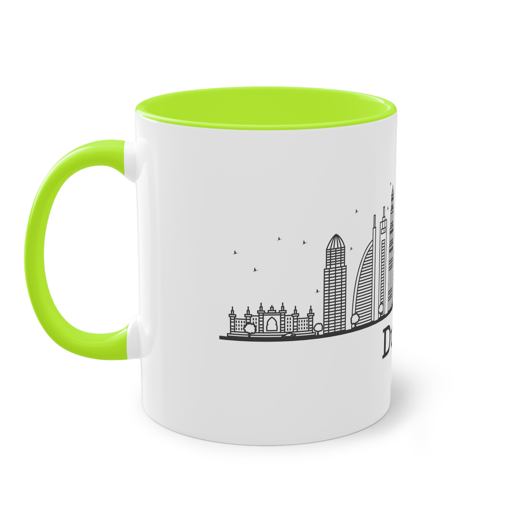 Dubai Outline Bold Two Tone Coffee Mug 11oz - Image 27